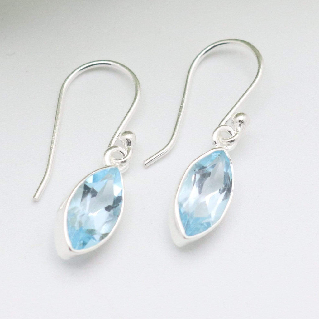 Hepburn and Hughes Blue Topaz | Marquise Faceted | Drop Earrings | Sterling Silver