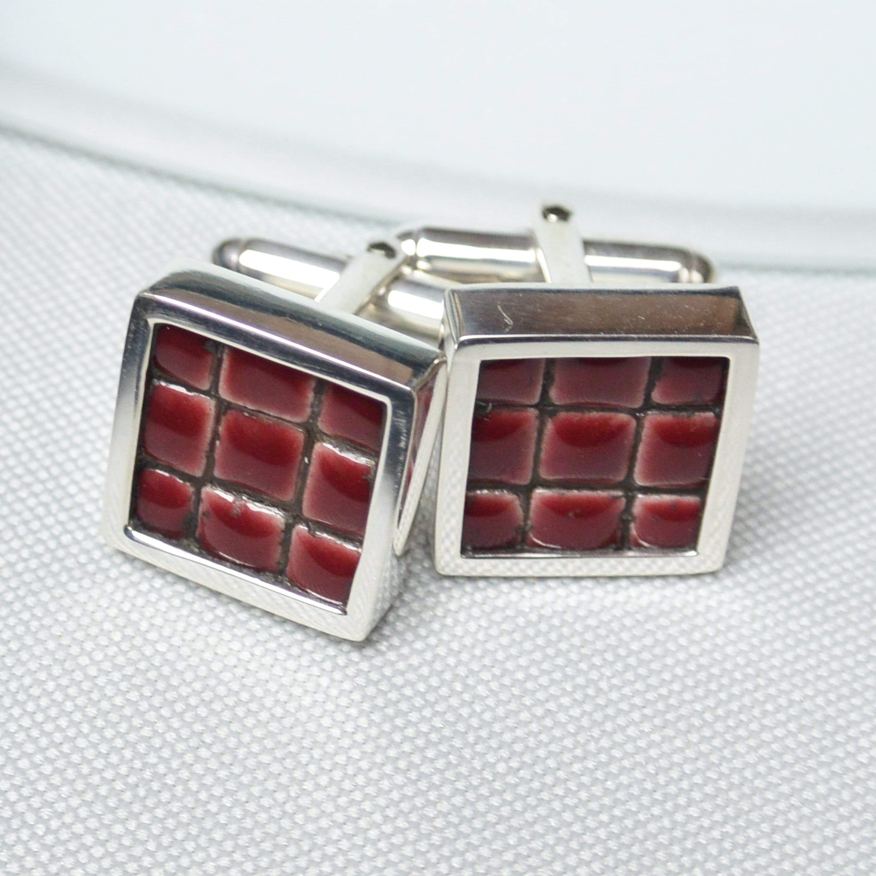 Hepburn and Hughes Ceramic Micro Tile Cufflinks in Sterling Silver