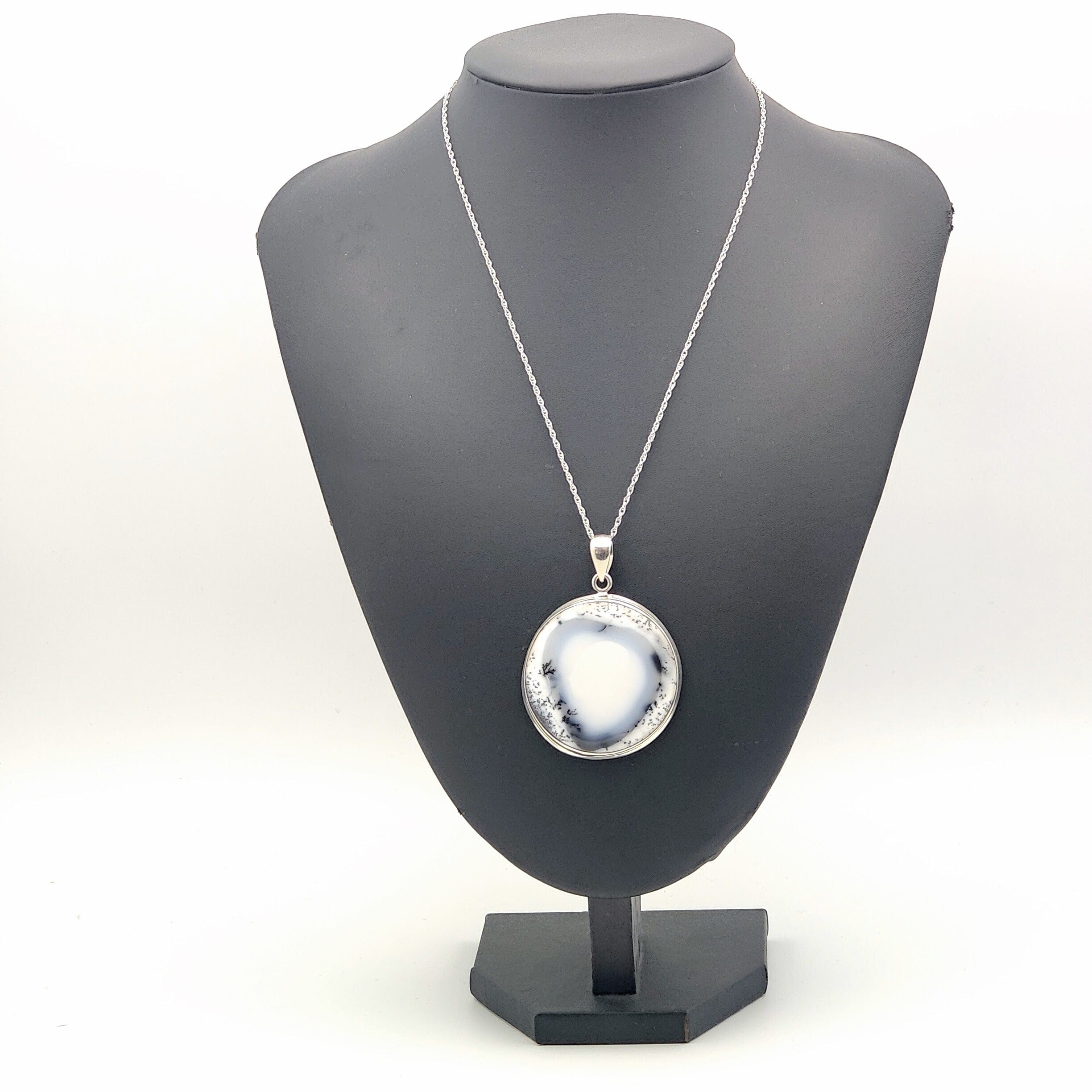 Hepburn and Hughes Dendritic Opal Pendant | Large Circle | in Sterling Silver