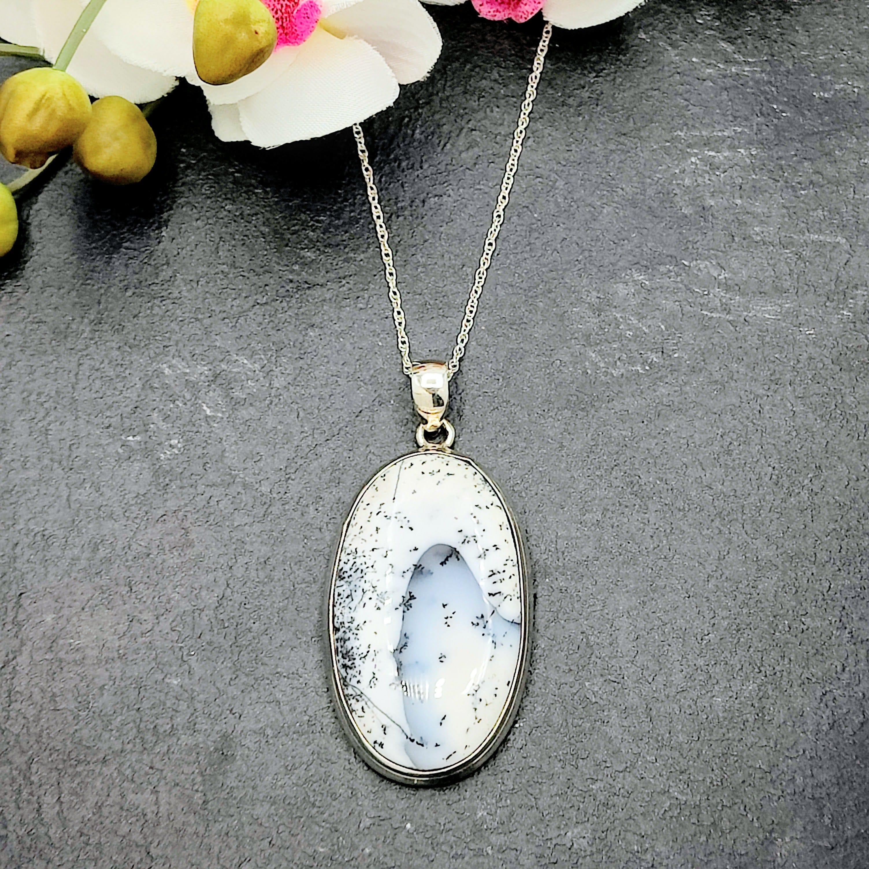 Hepburn and Hughes Dendritic Opal Pendant | Large Oval | Gemstone gift | Sterling Silver