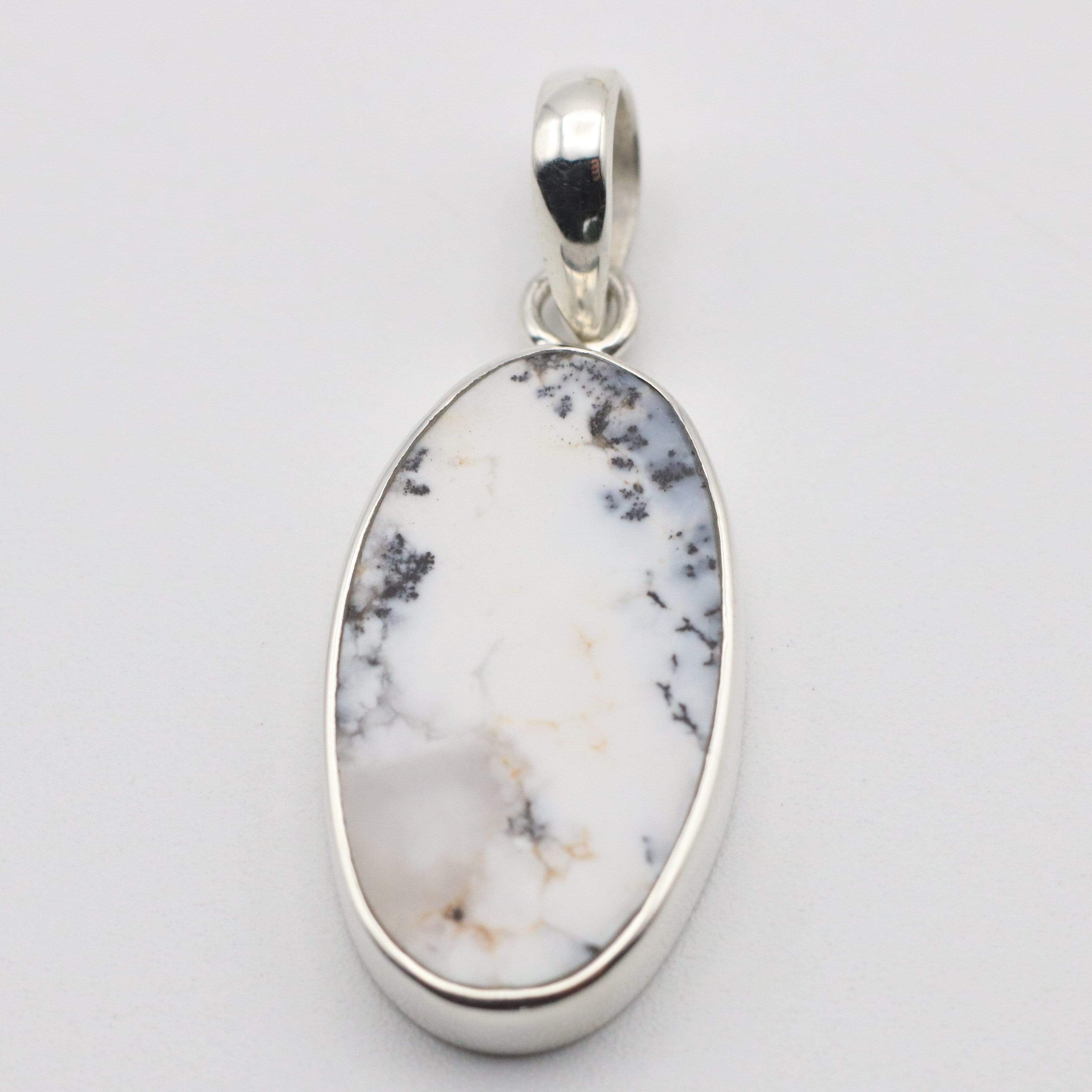 Hepburn and Hughes Dendritic Opal Pendant | Slim Oval | in Sterling Silver