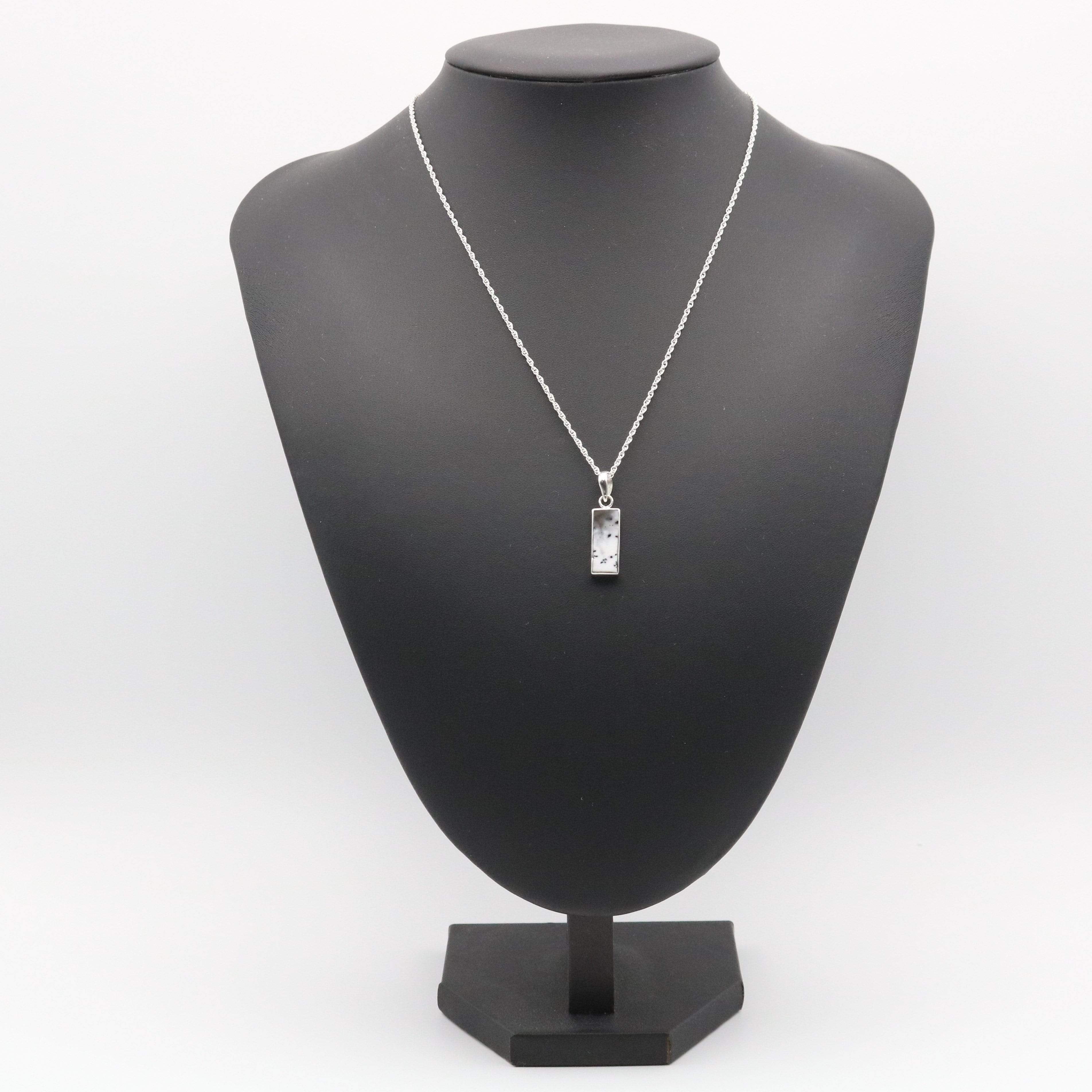 Hepburn and Hughes Dendritic Opal Pendant | Slim Rectangle | in Sterling Silver