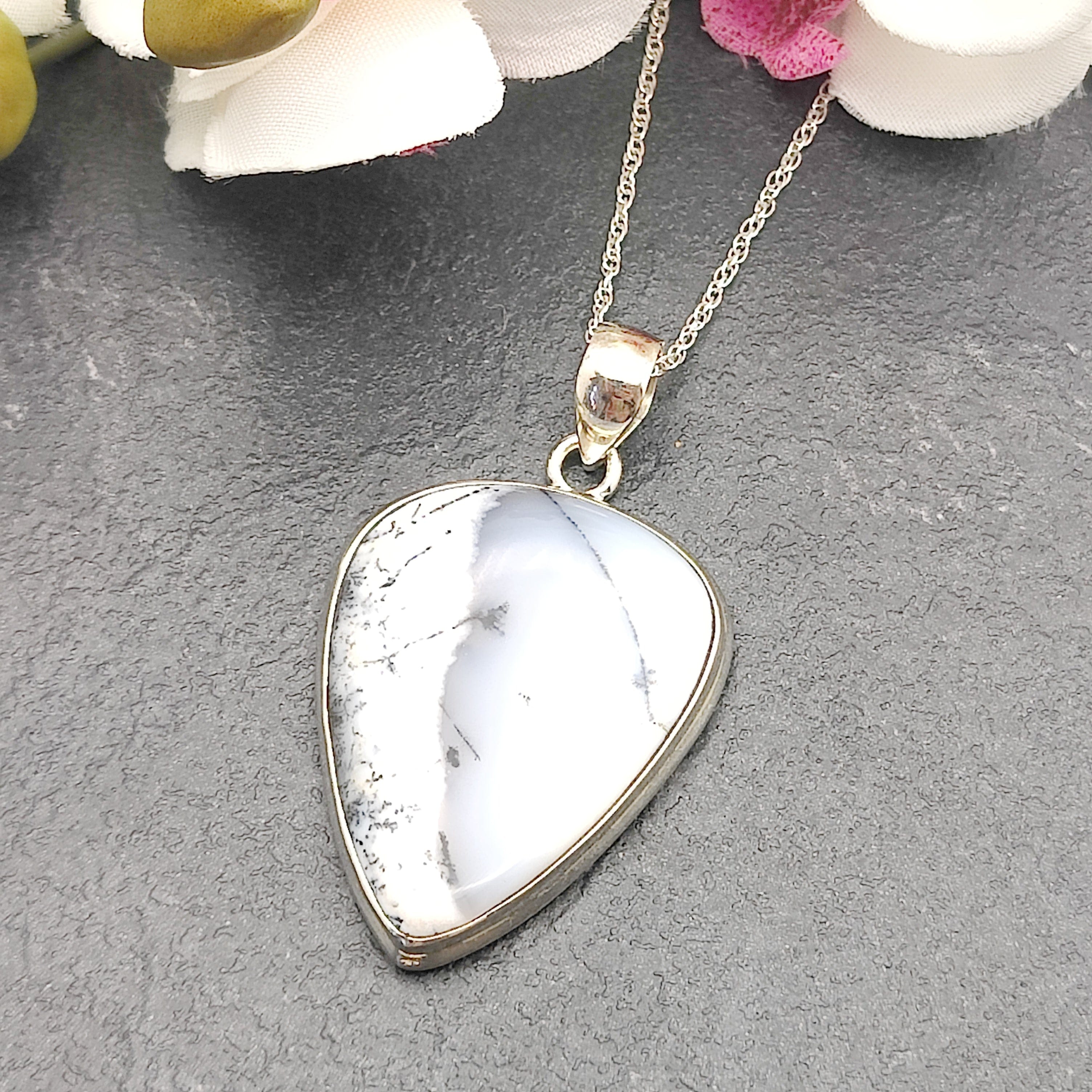 Hepburn and Hughes Dendritic Opal Pendant | Teardrop | Two Options | Sterling Silver