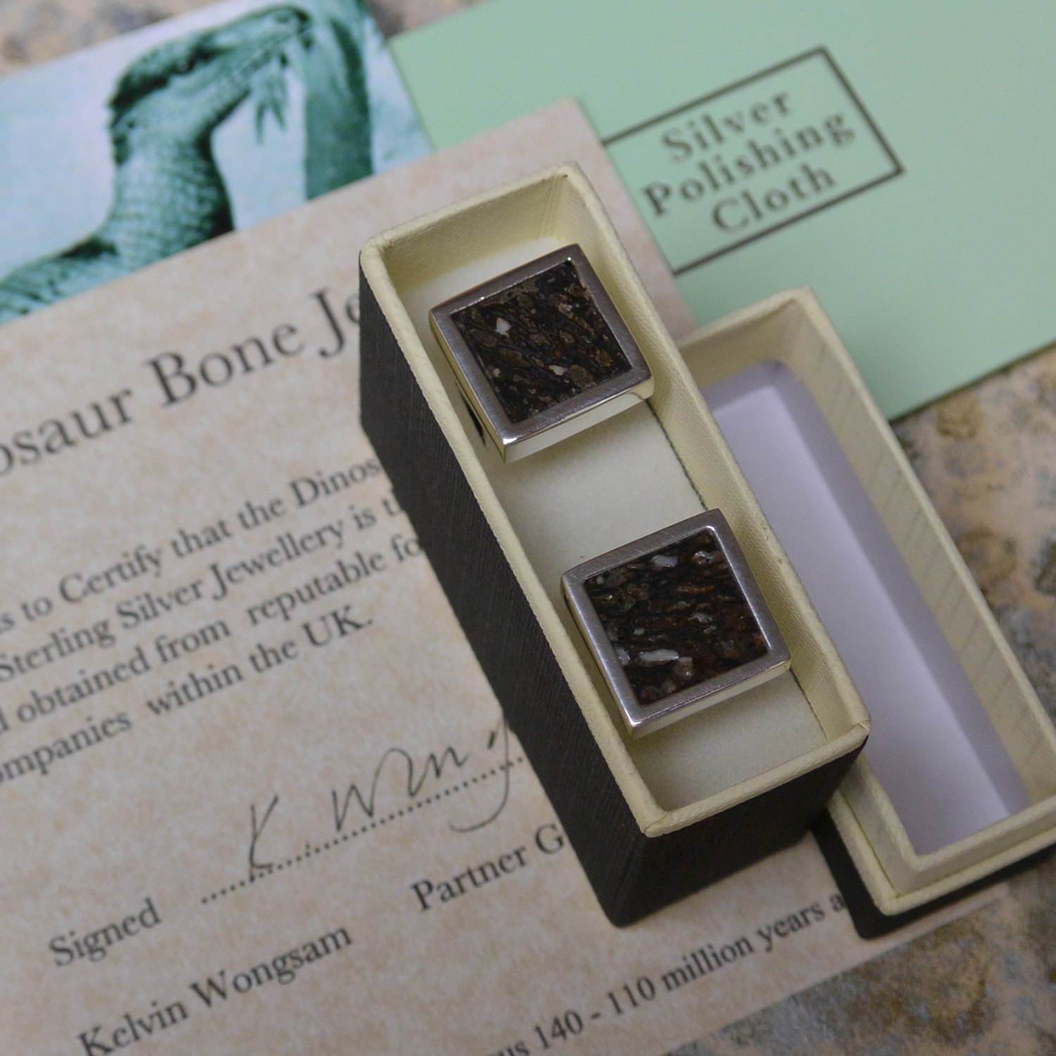 Hepburn and Hughes Dinosaur Bone, Iguanodon Cufflinks in Sterling Silver