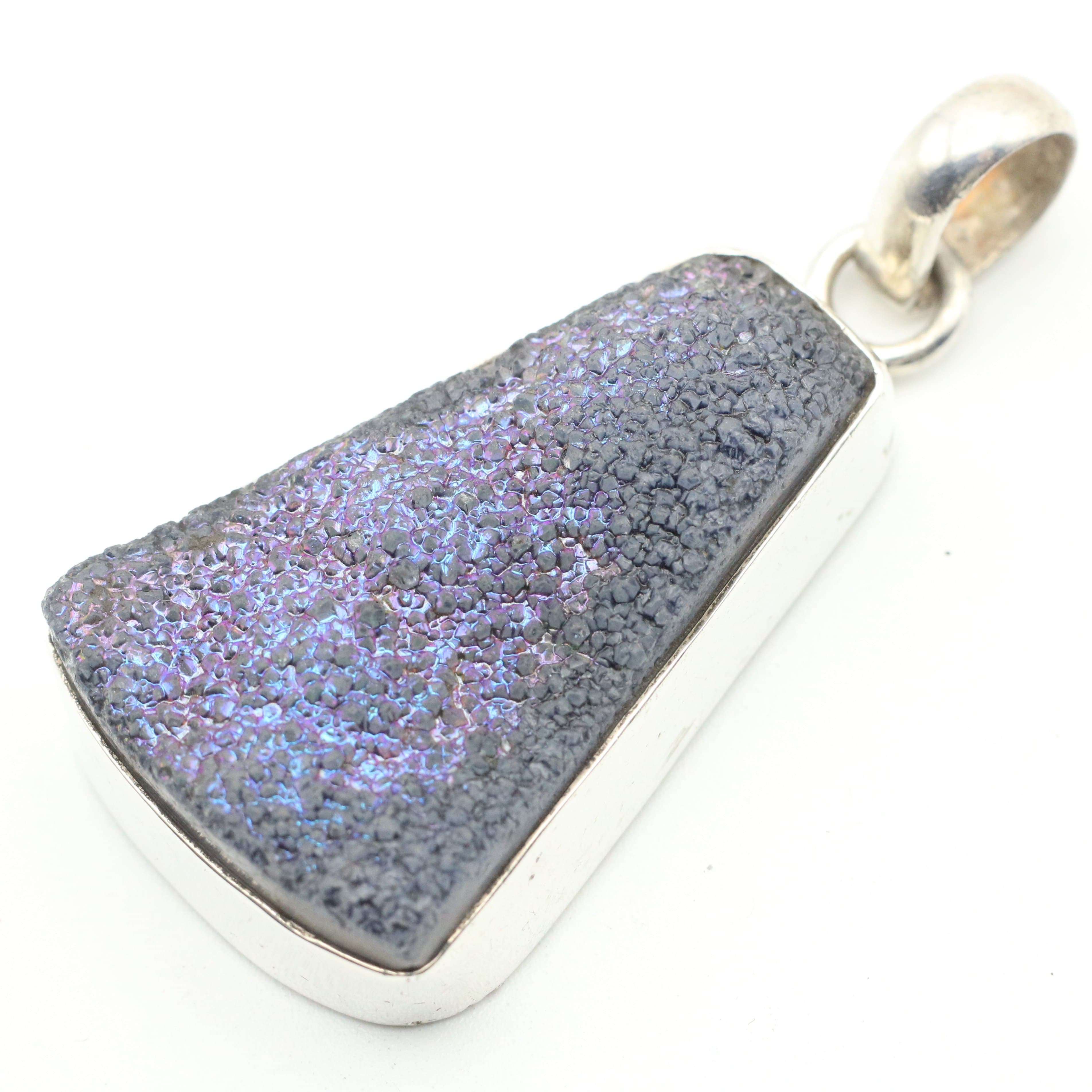 Hepburn and Hughes Druzy Pendant, Rectangular in Sterling Silver