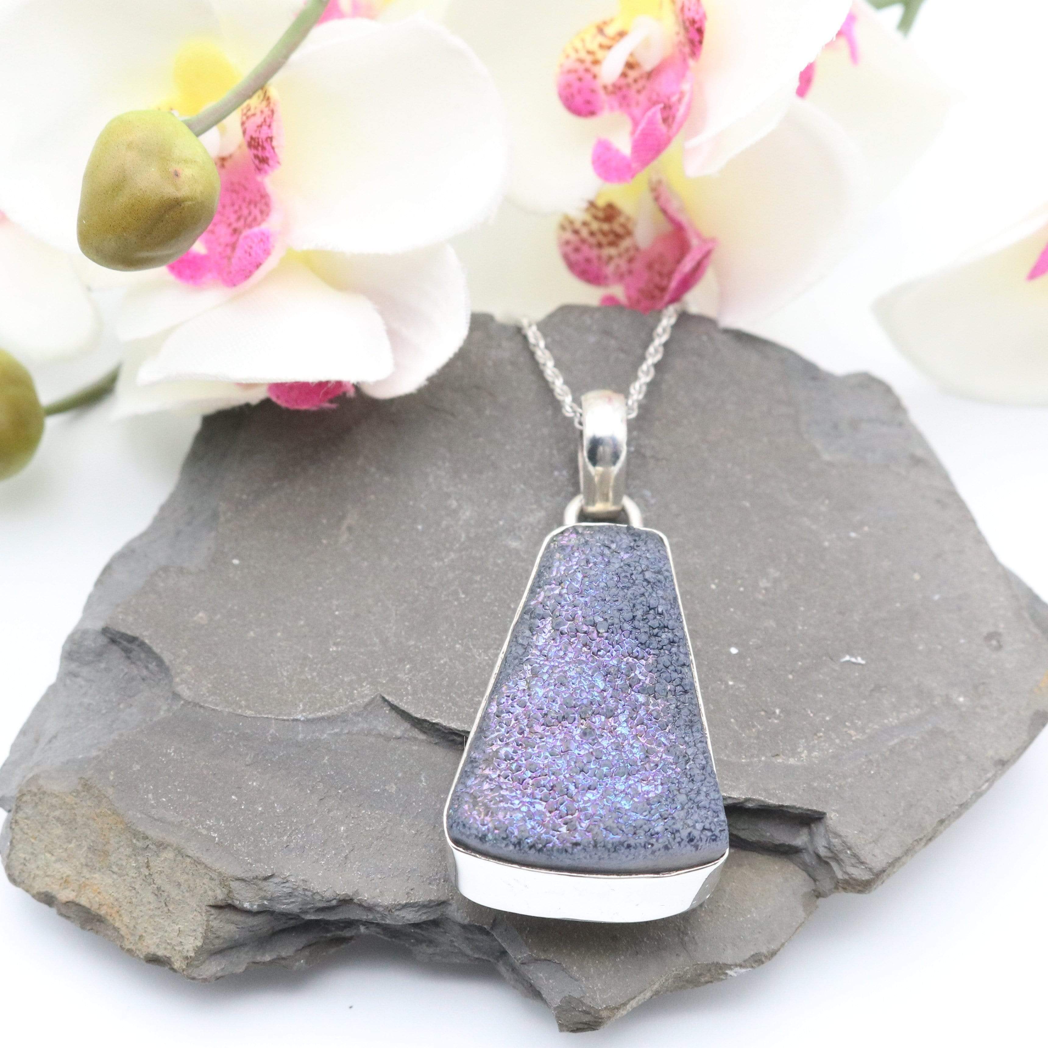 Hepburn and Hughes Druzy Pendant, Rectangular in Sterling Silver