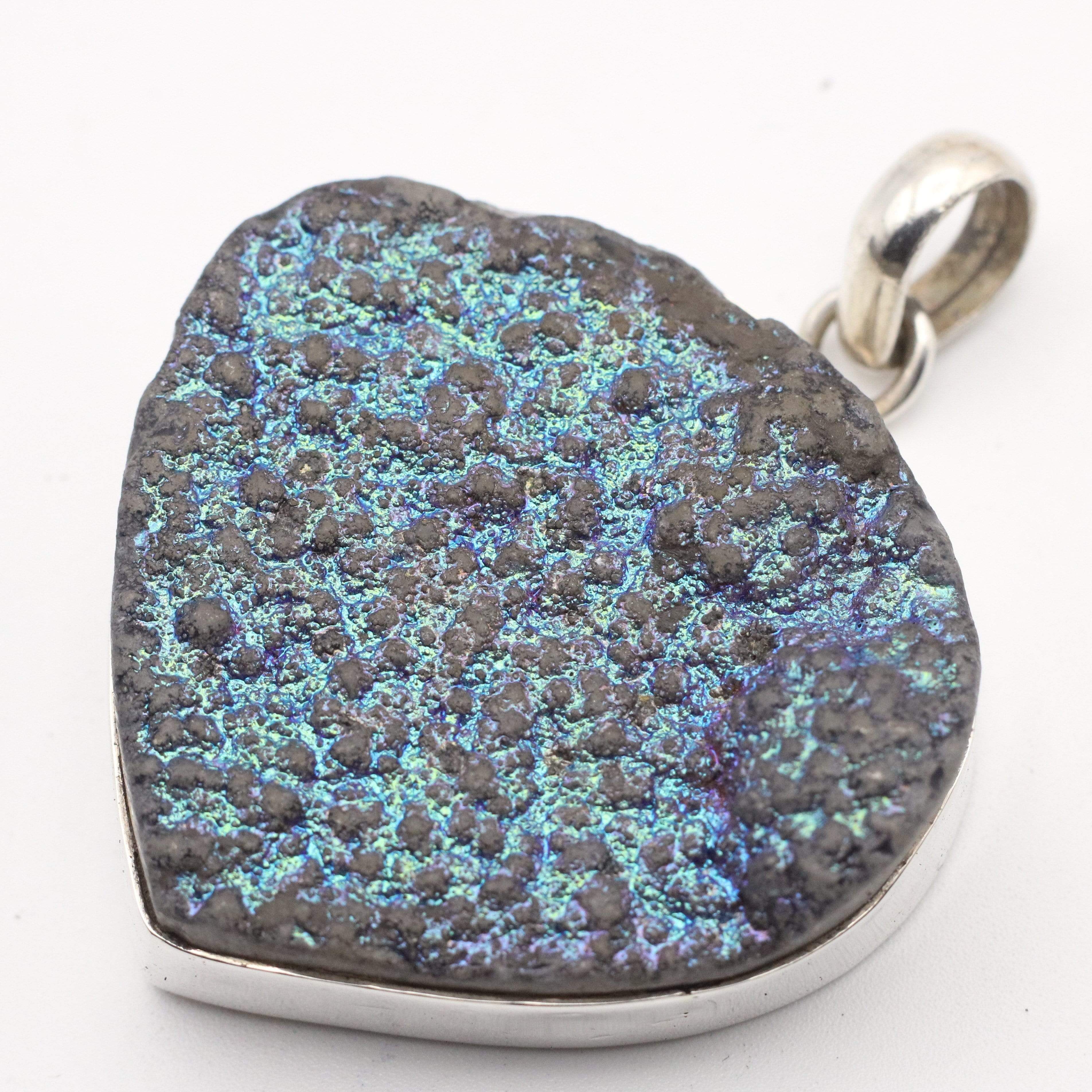 Hepburn and Hughes Druzy Quartz Pendant | Curved Triangle | Sterling Silver