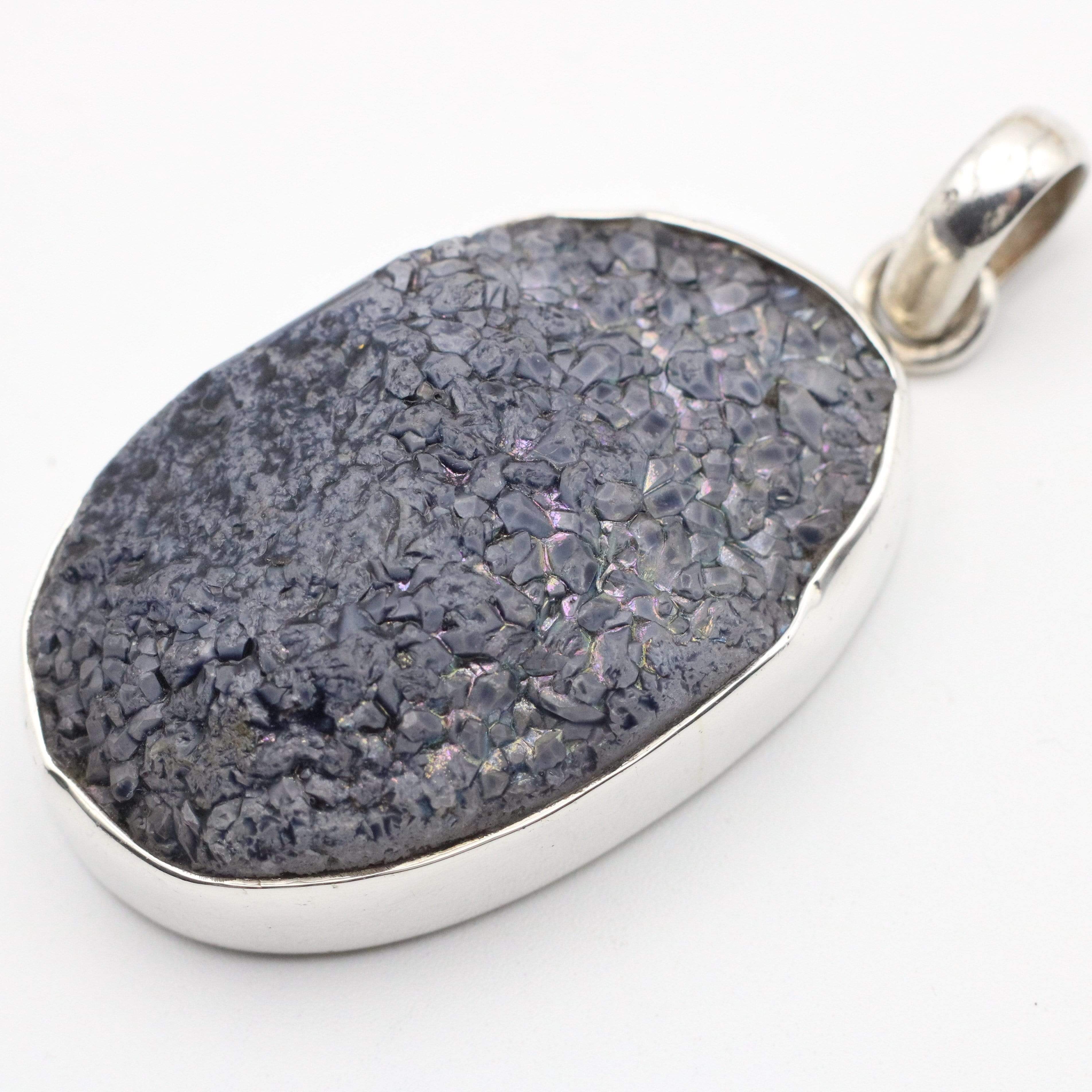Hepburn and Hughes Druzy Quartz Pendant | Oval | Sterling Silver