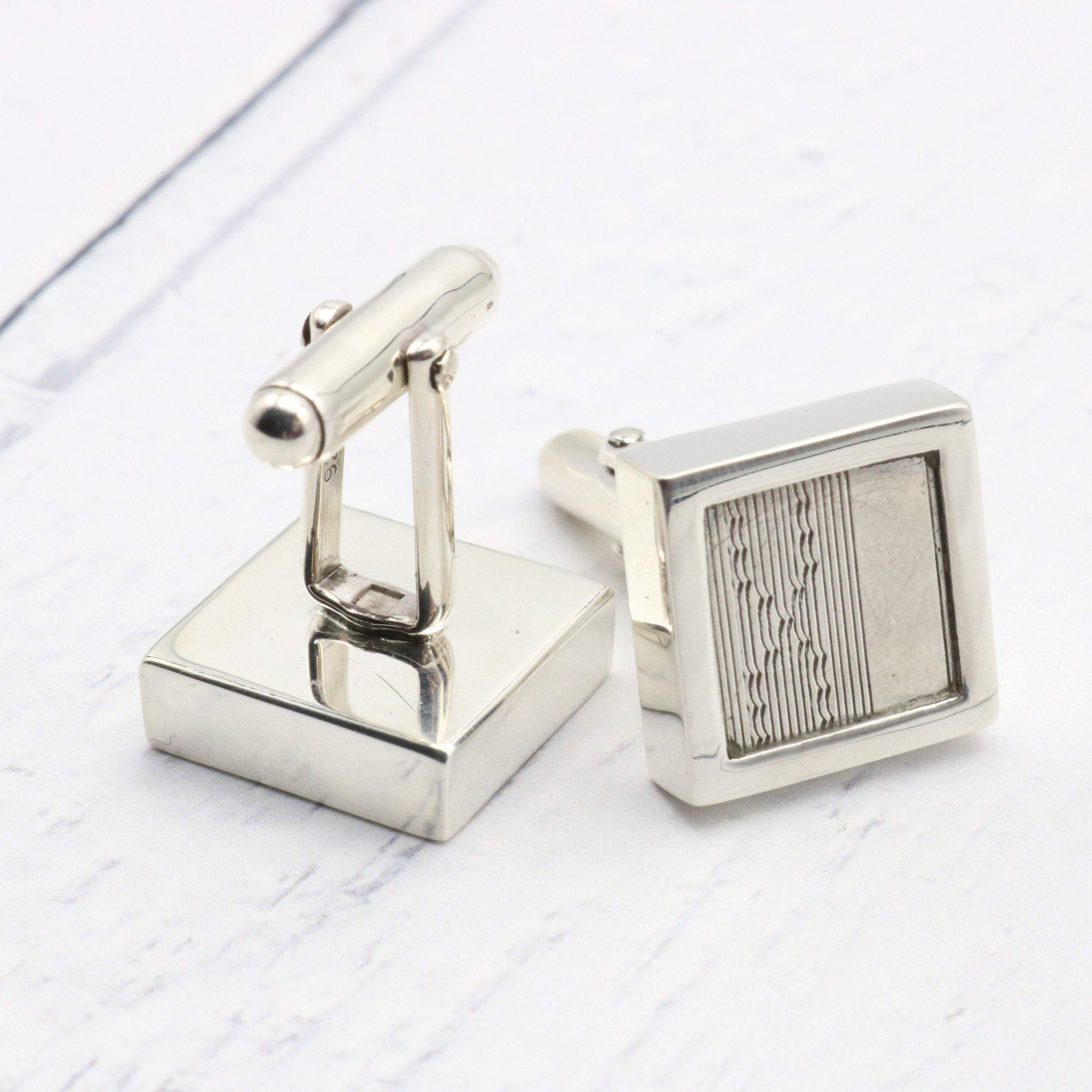 Hepburn and Hughes Engine Turned Antique Sterling Silver Cufflinks