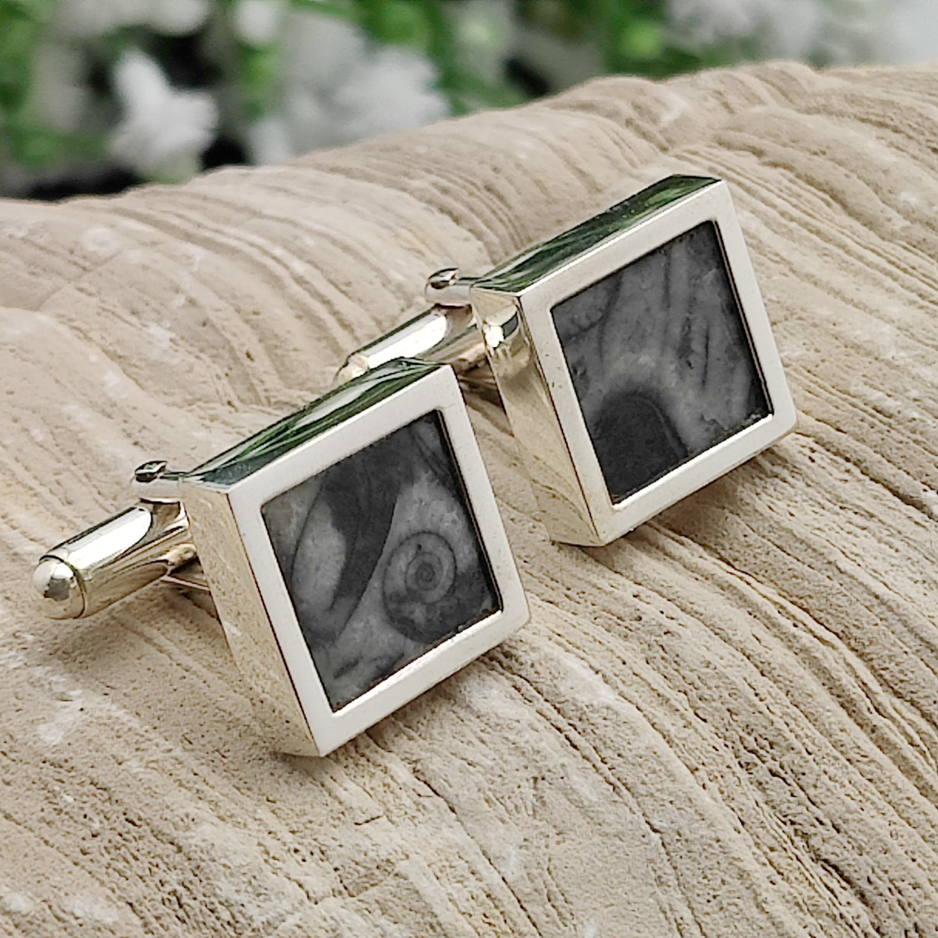 Hepburn and Hughes Fossilised Sea Creatures Cufflinks | Fossil Cufflinks | Sterling Silver
