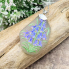 Hepburn and Hughes Hand Painted Sea Glass Pendant | Bluebell | Sterling Silver