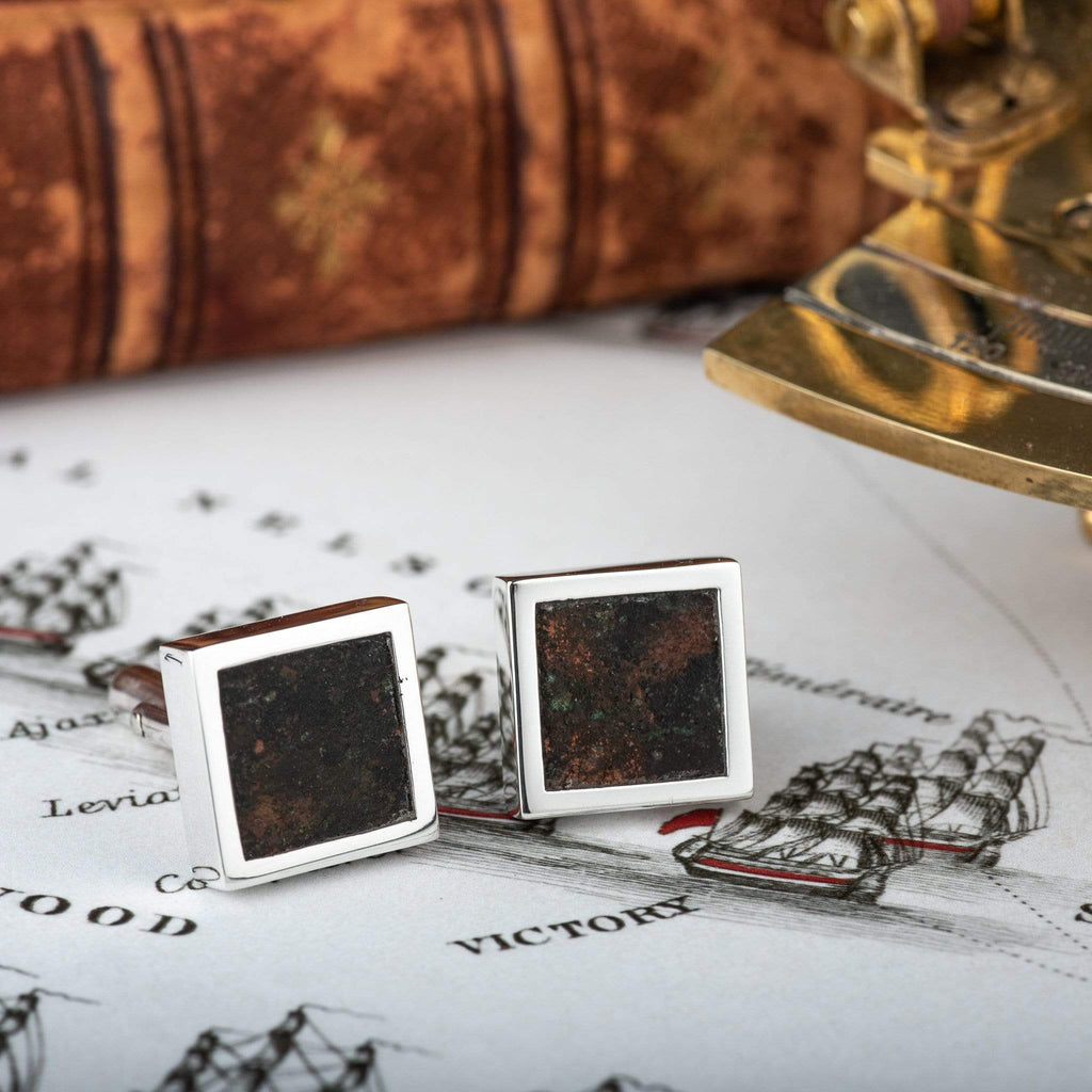 Hepburn and Hughes HMS Victory Cufflinks | Made with reclaimed Copper from HMS Victory | Sterling Silver