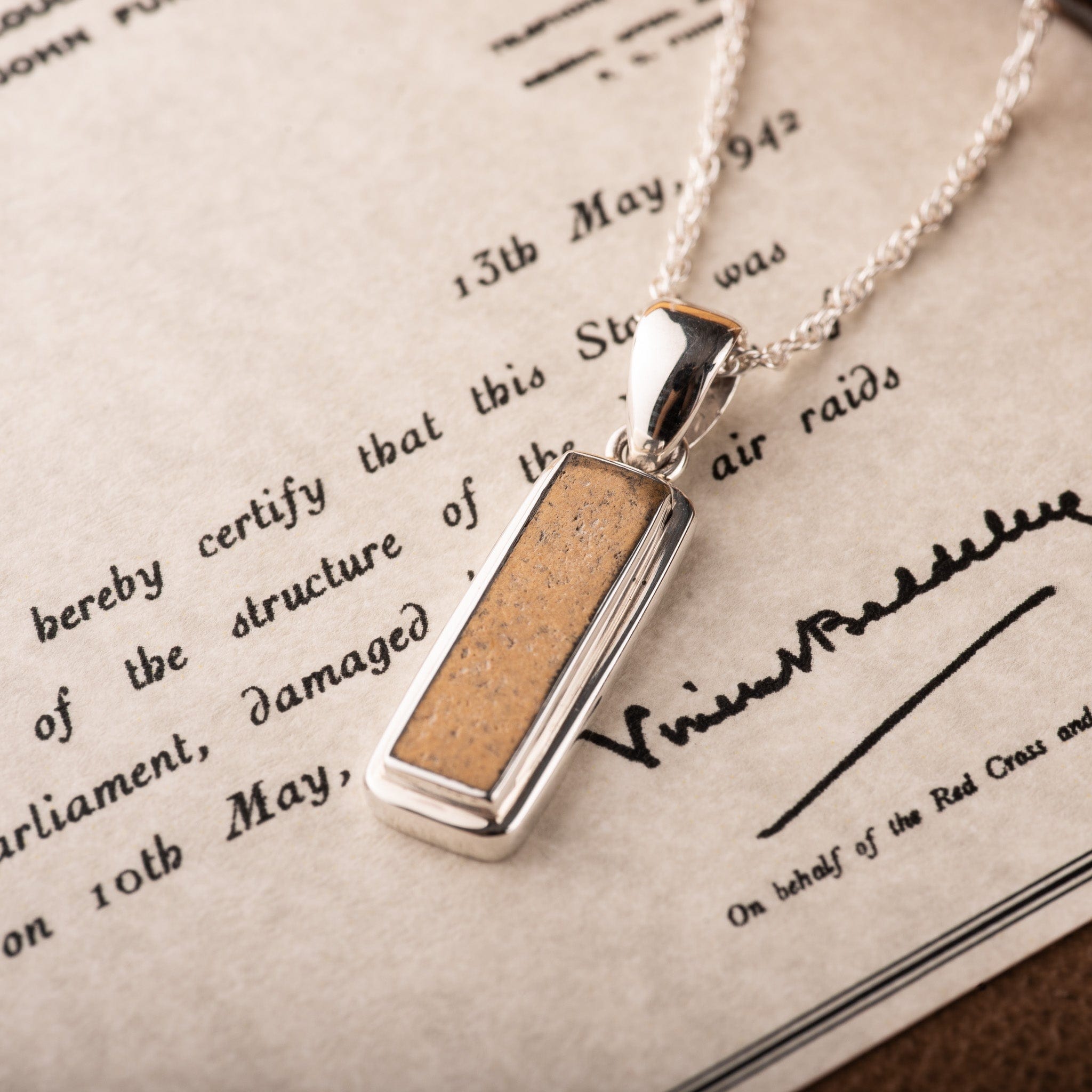 Hepburn & Hughes Houses of Parliament Pendant | Reclaimed Original Stone | Sterling Silver
