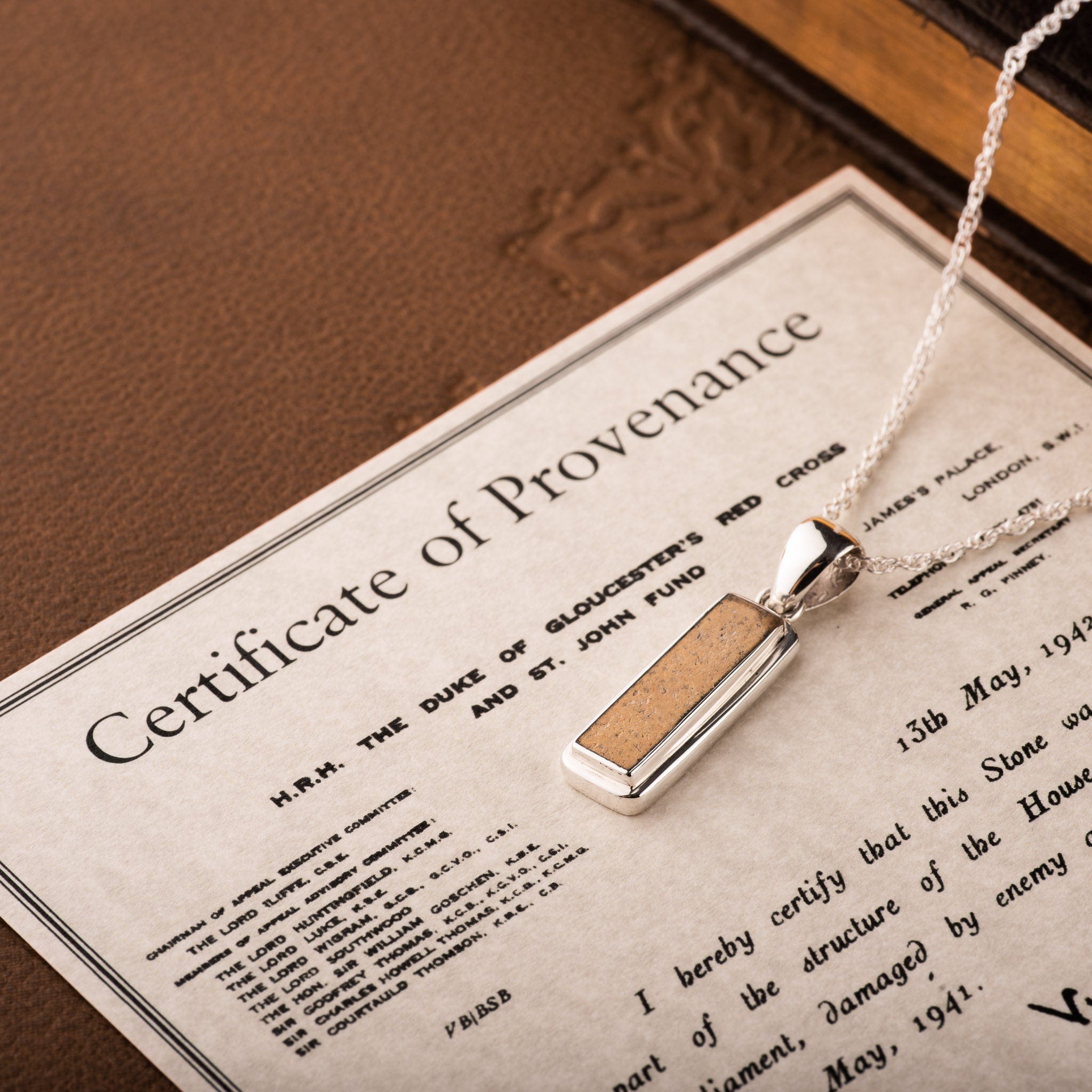 Hepburn & Hughes Houses of Parliament Pendant | Reclaimed Original Stone | Sterling Silver