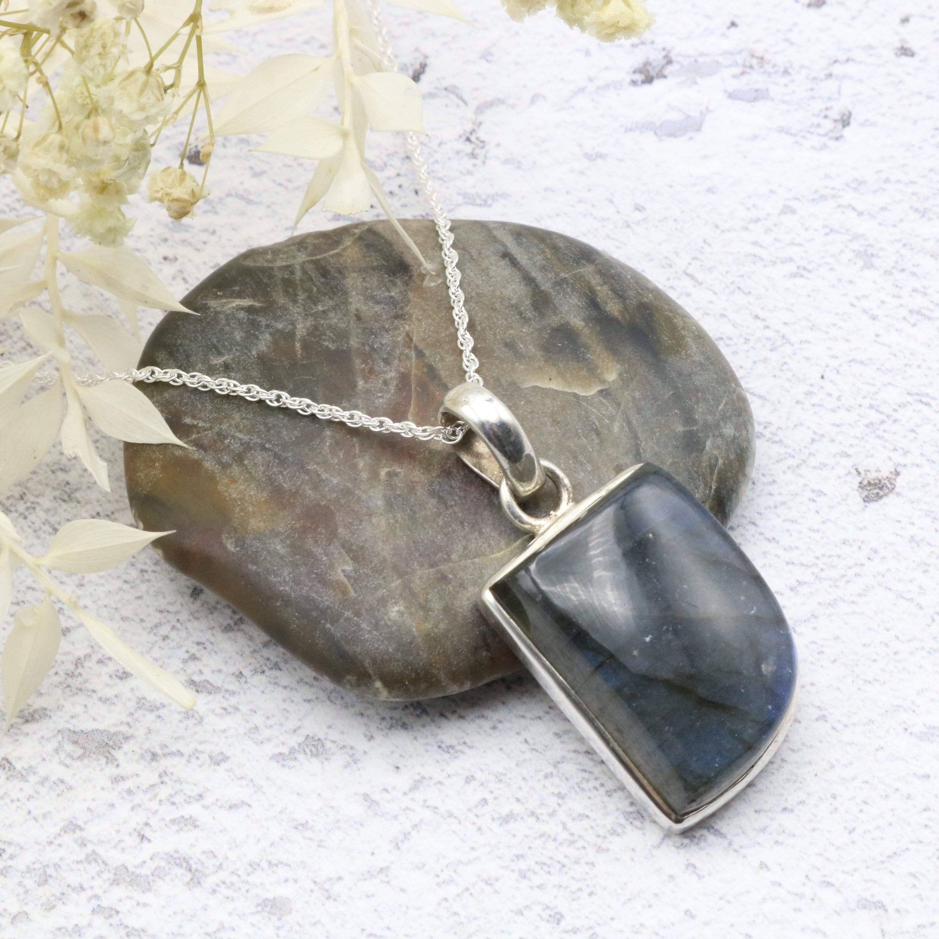 Hepburn and Hughes Labradorite Pendant, Abstract in Sterling Silver