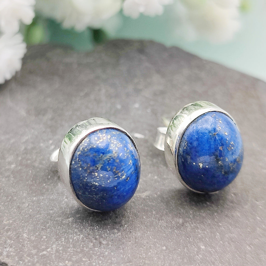 Hepburn and Hughes Lapis Lazuli Earrings | Pointed Oval | Three sizes | Sterling Silver