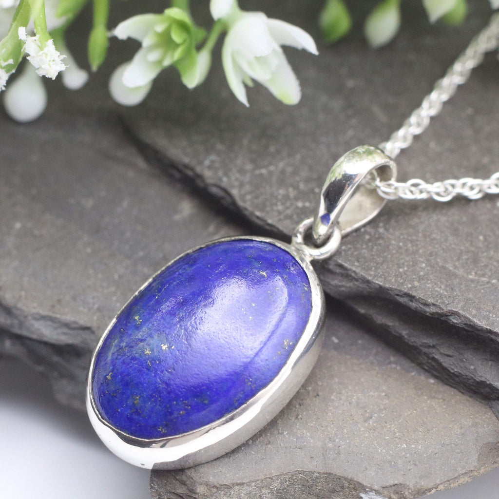 Hepburn and Hughes Lapis Lazuli Pendant, Small oval in Sterling Silver