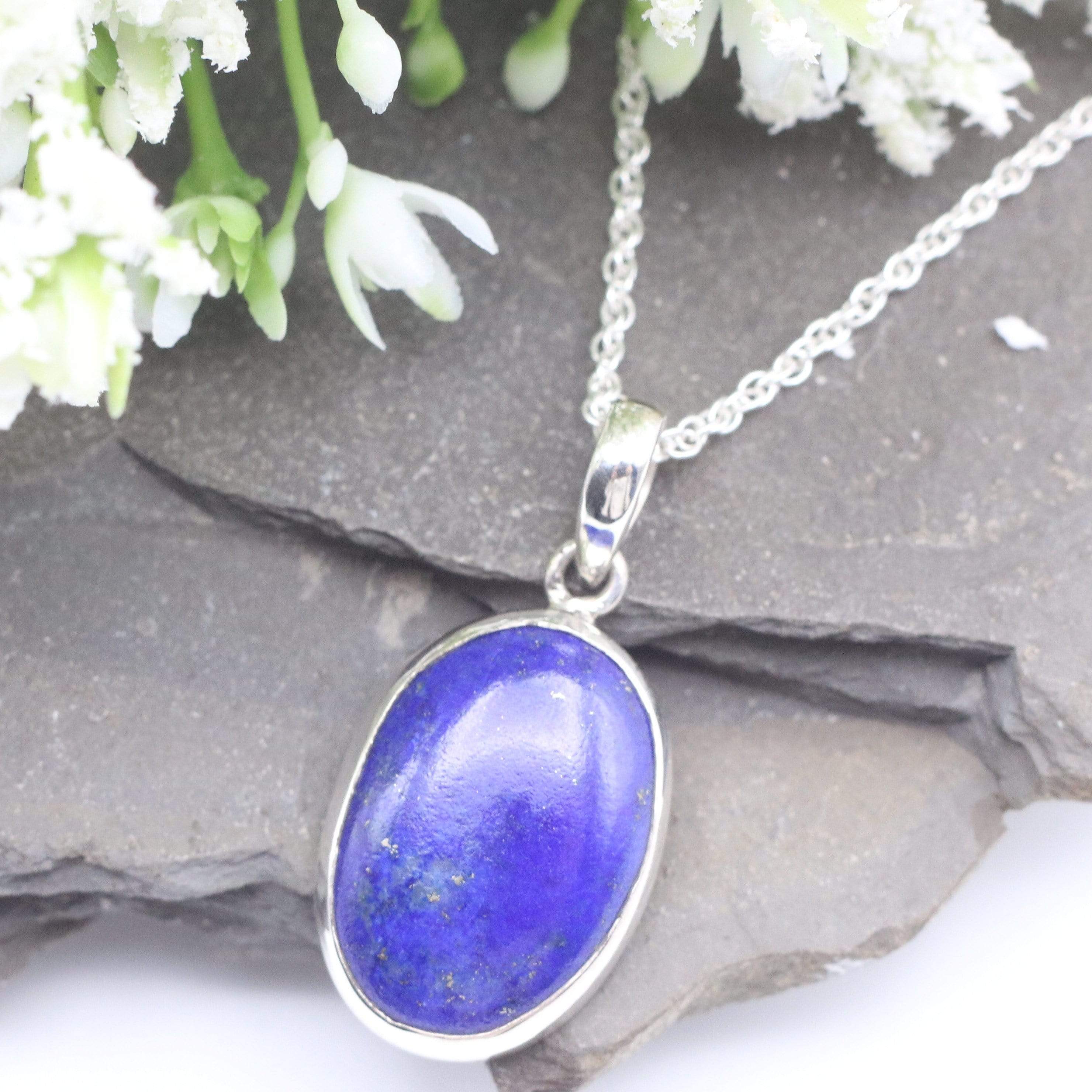 Hepburn and Hughes Lapis Lazuli Pendant, Small oval in Sterling Silver