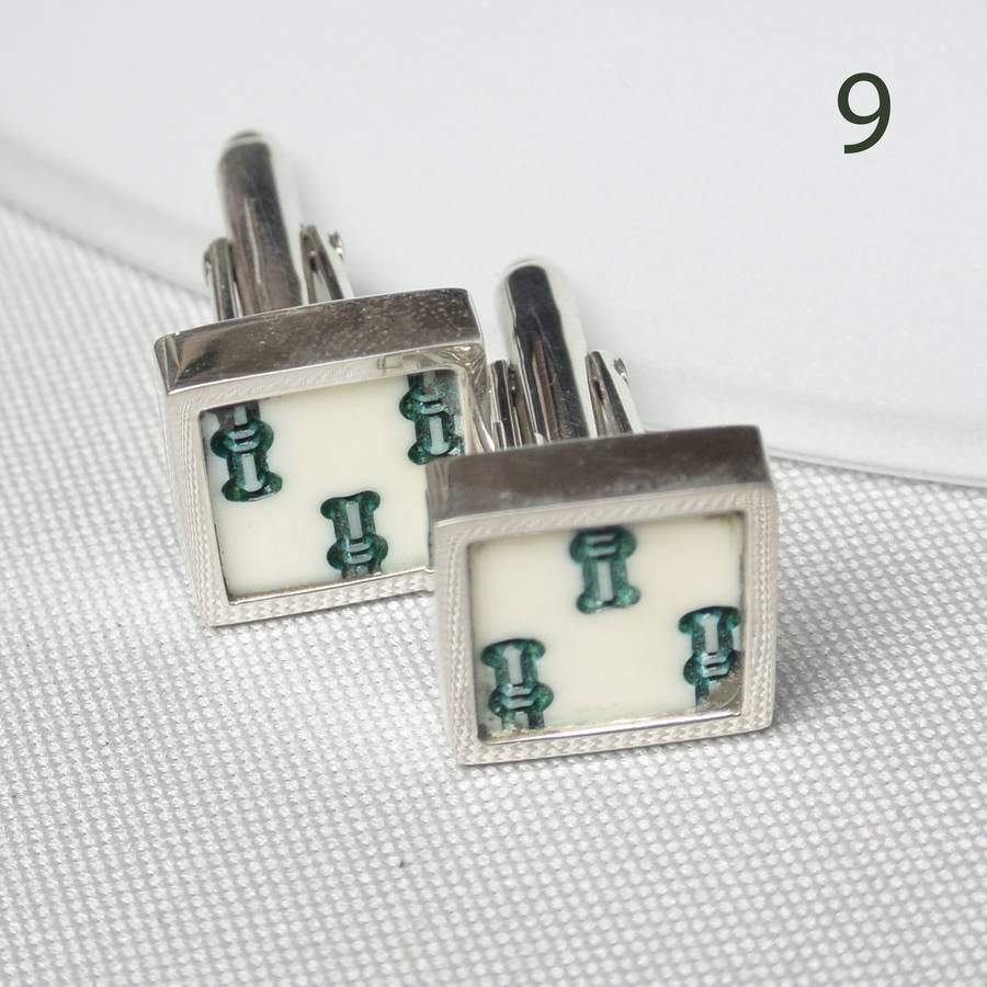 Hepburn and Hughes Mahjong Cufflinks in Sterling Silver