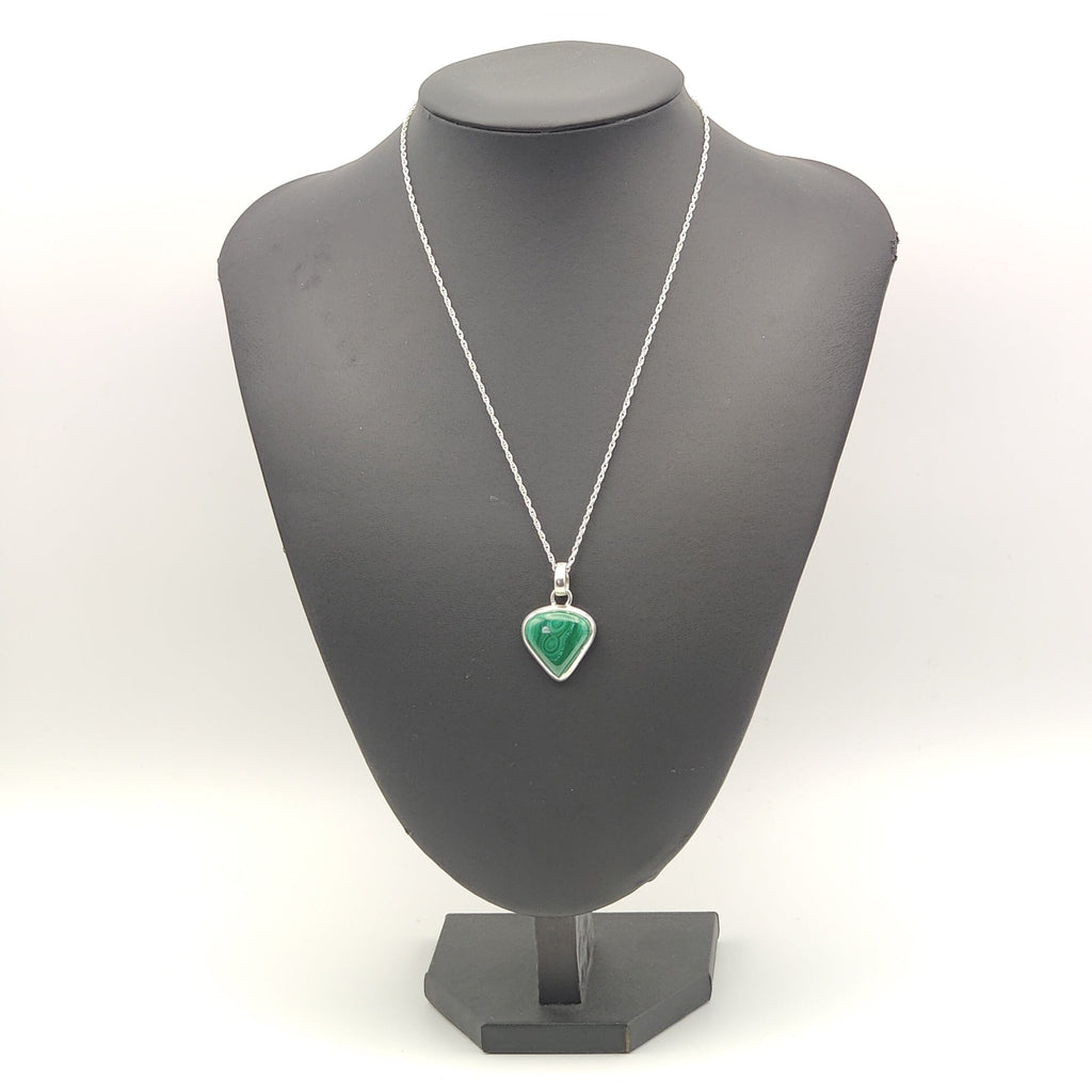 Hepburn and Hughes Malachite Pendant | 22mm Triangle | Sterling Silver