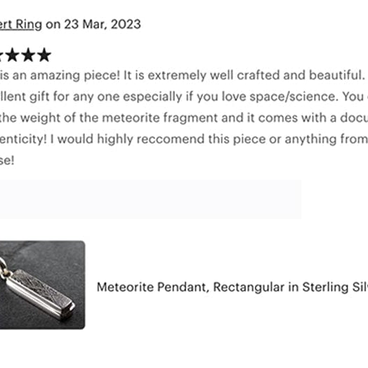 Hepburn and Hughes Meteorite Pendant | Muonionalusta Meteorite | Rectangular | Sterling Silver