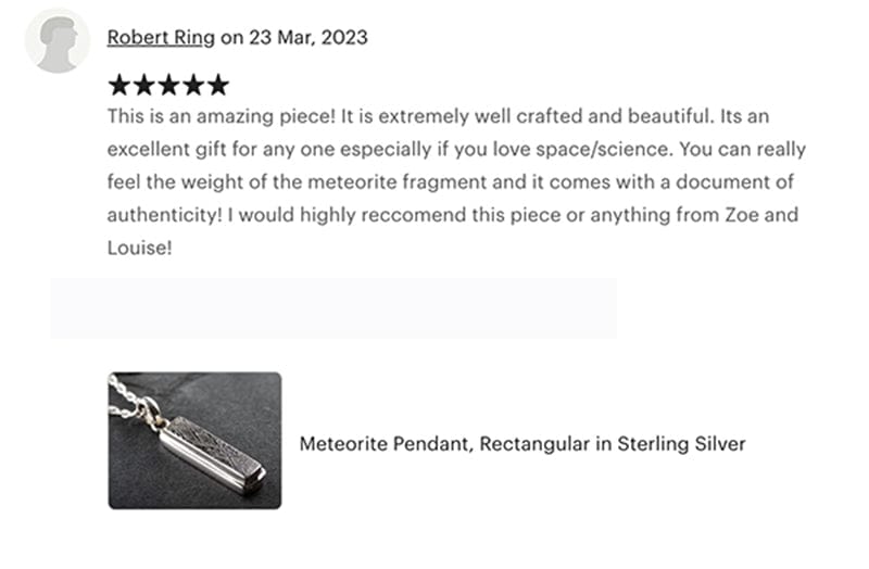 Hepburn and Hughes Meteorite Pendant | Muonionalusta Meteorite | Rectangular | Sterling Silver