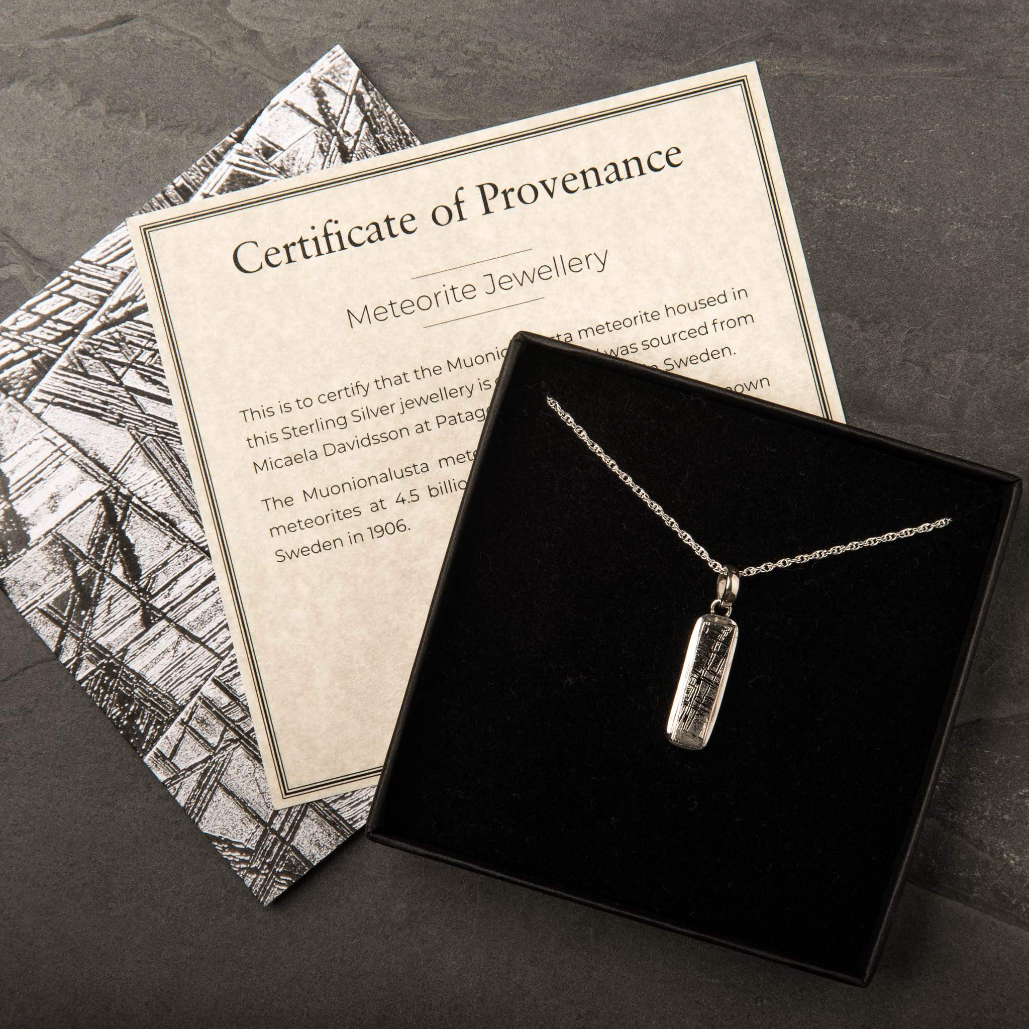 Hepburn and Hughes Meteorite Pendant, Rectangular in Sterling Silver