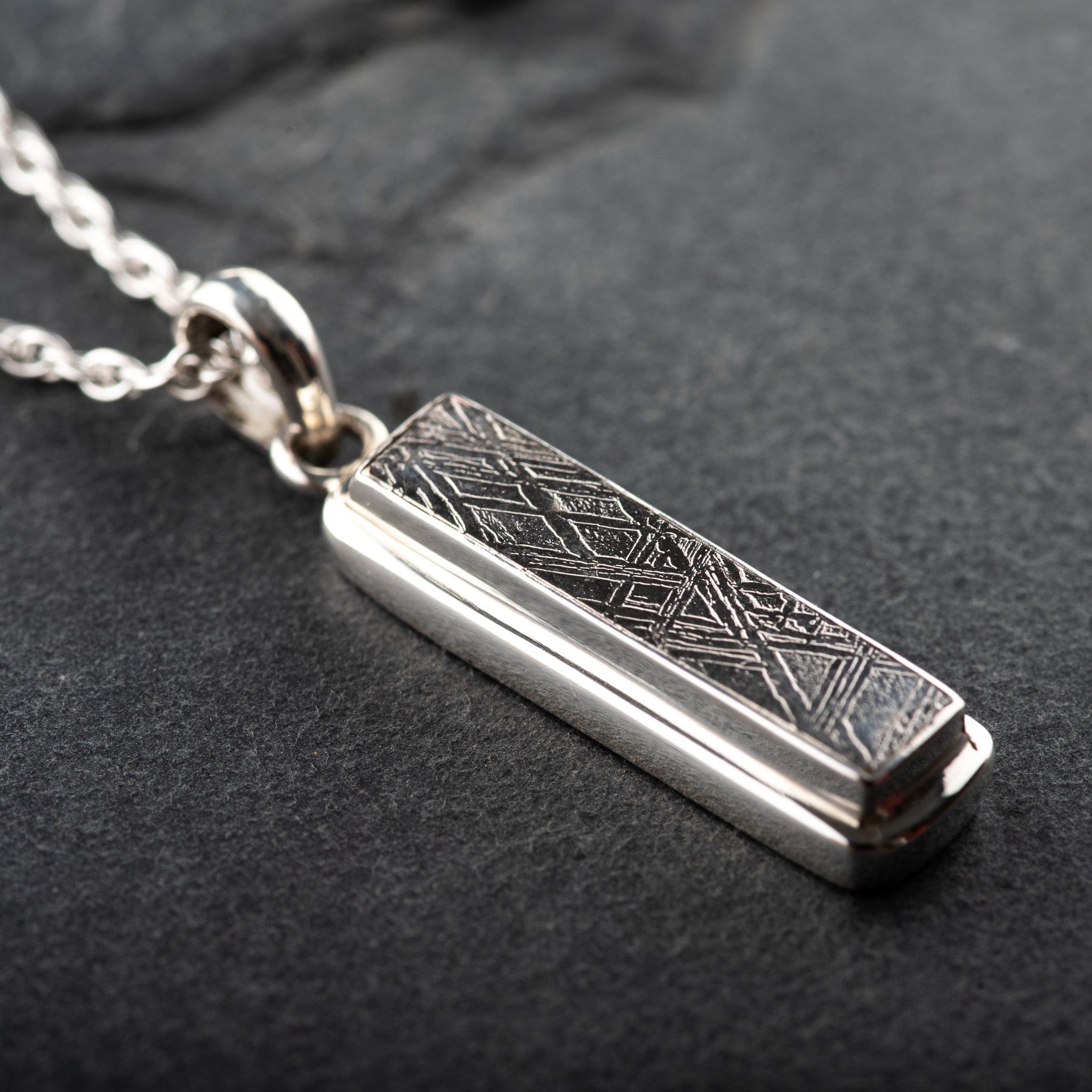 Hepburn and Hughes Meteorite Pendant, Rectangular in Sterling Silver