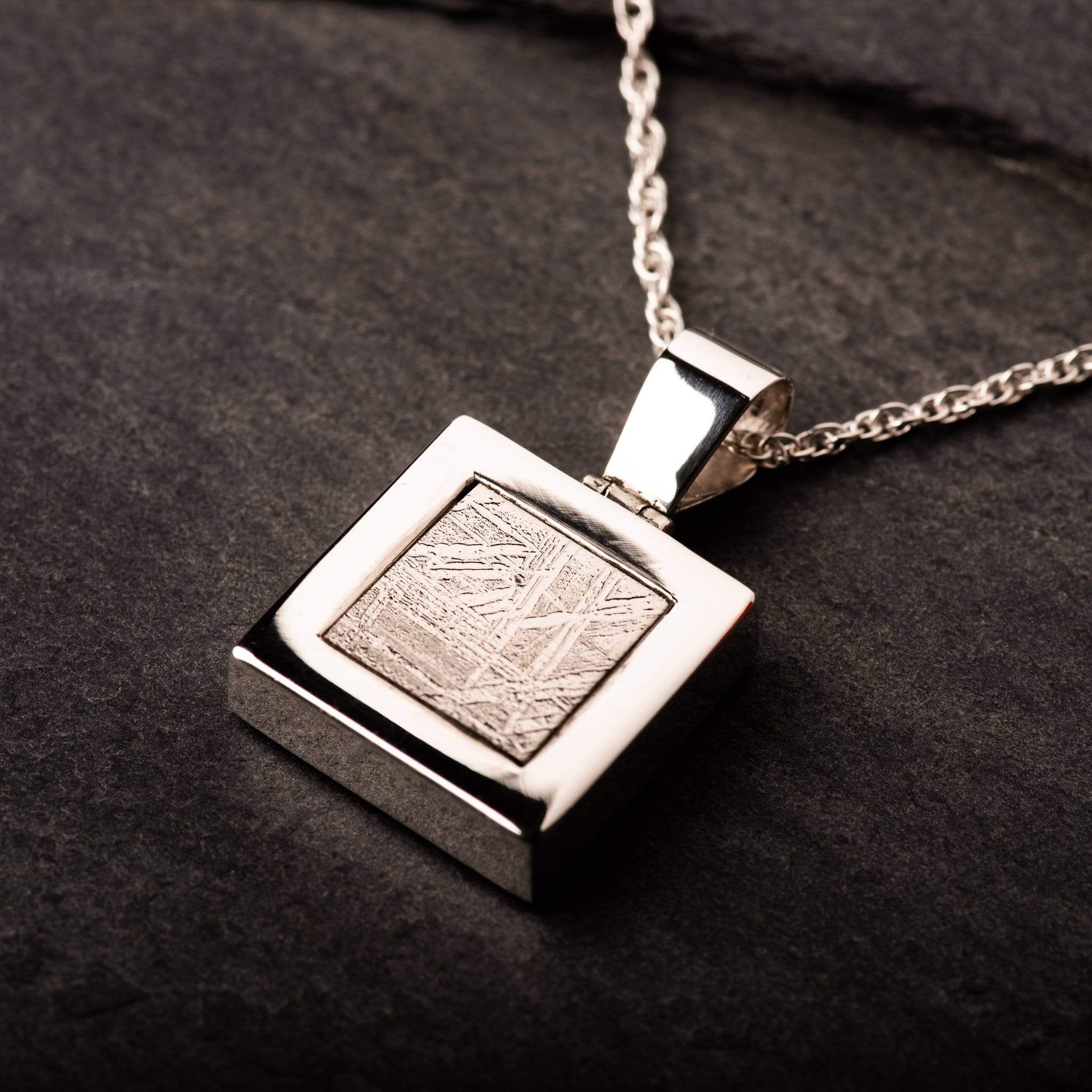Hepburn and Hughes Meteorite Pendant, Square in Sterling Silver