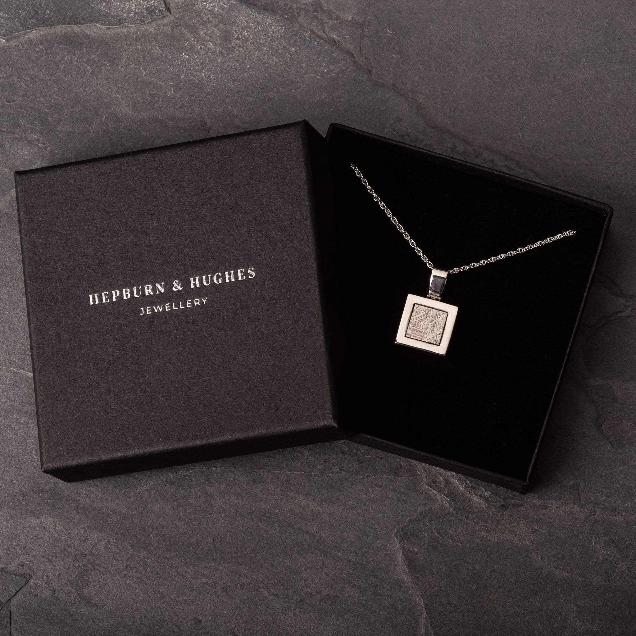 Hepburn and Hughes Meteorite Pendant, Square in Sterling Silver