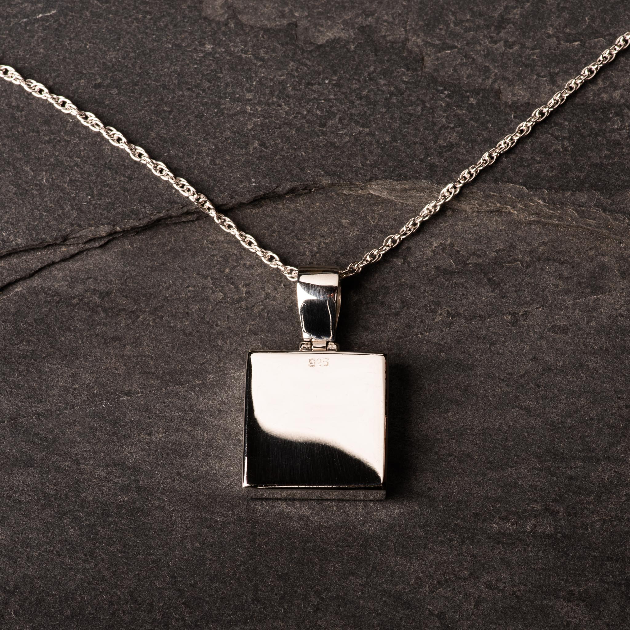 Hepburn and Hughes Meteorite Pendant, Square in Sterling Silver