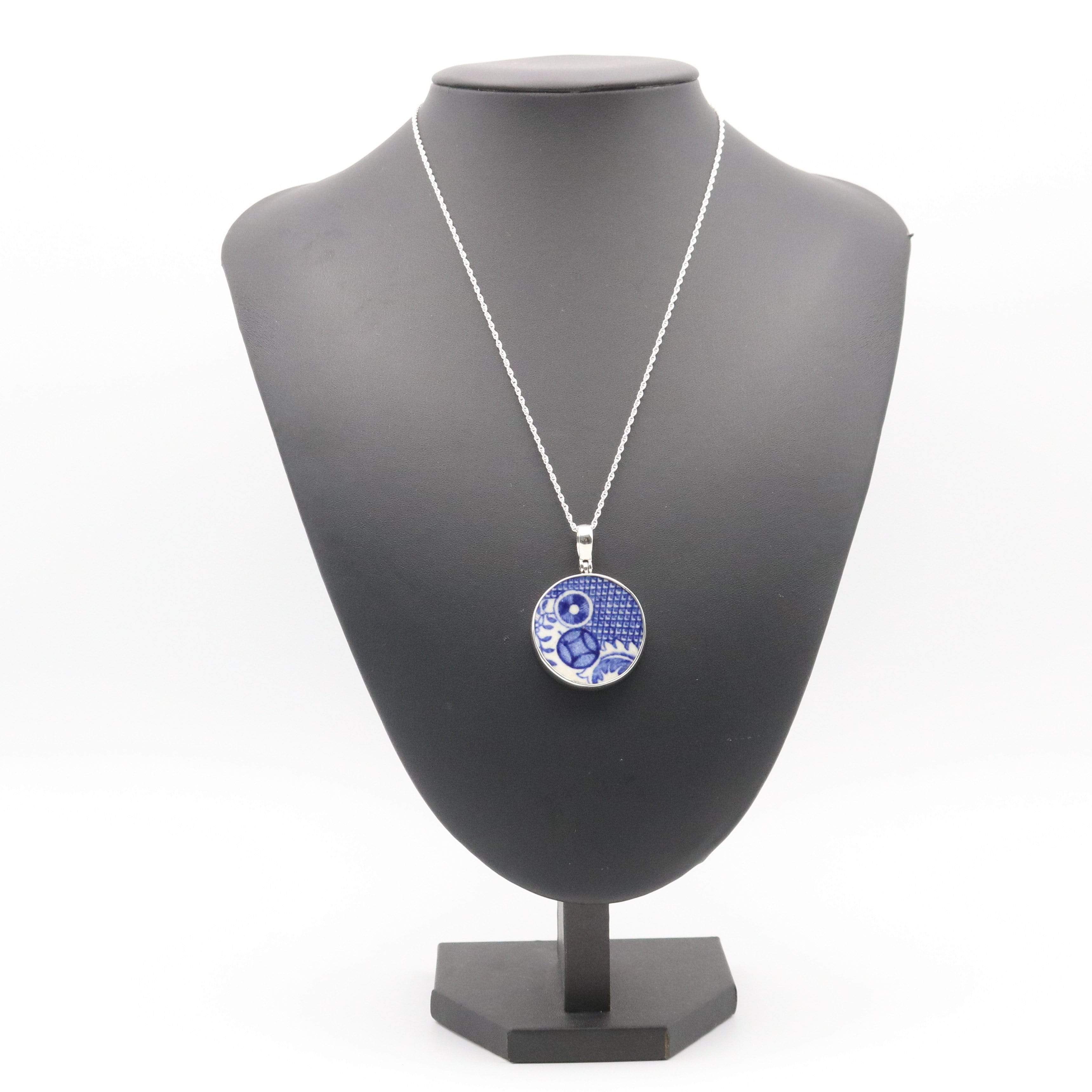 Hepburn and Hughes Minton Pottery Circular Pendant in Sterling Silver