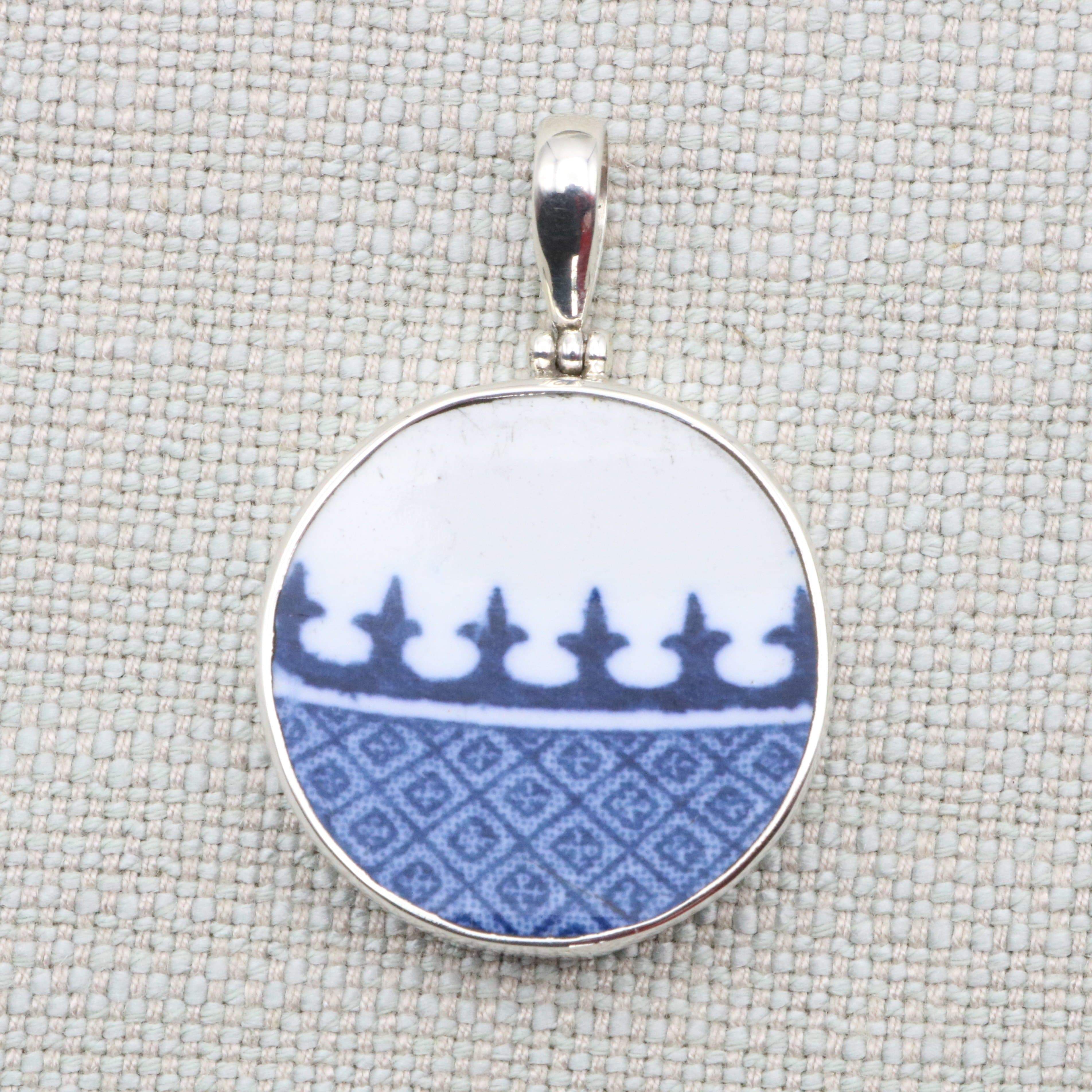 Hepburn and Hughes Minton Pottery Circular Pendant in Sterling Silver