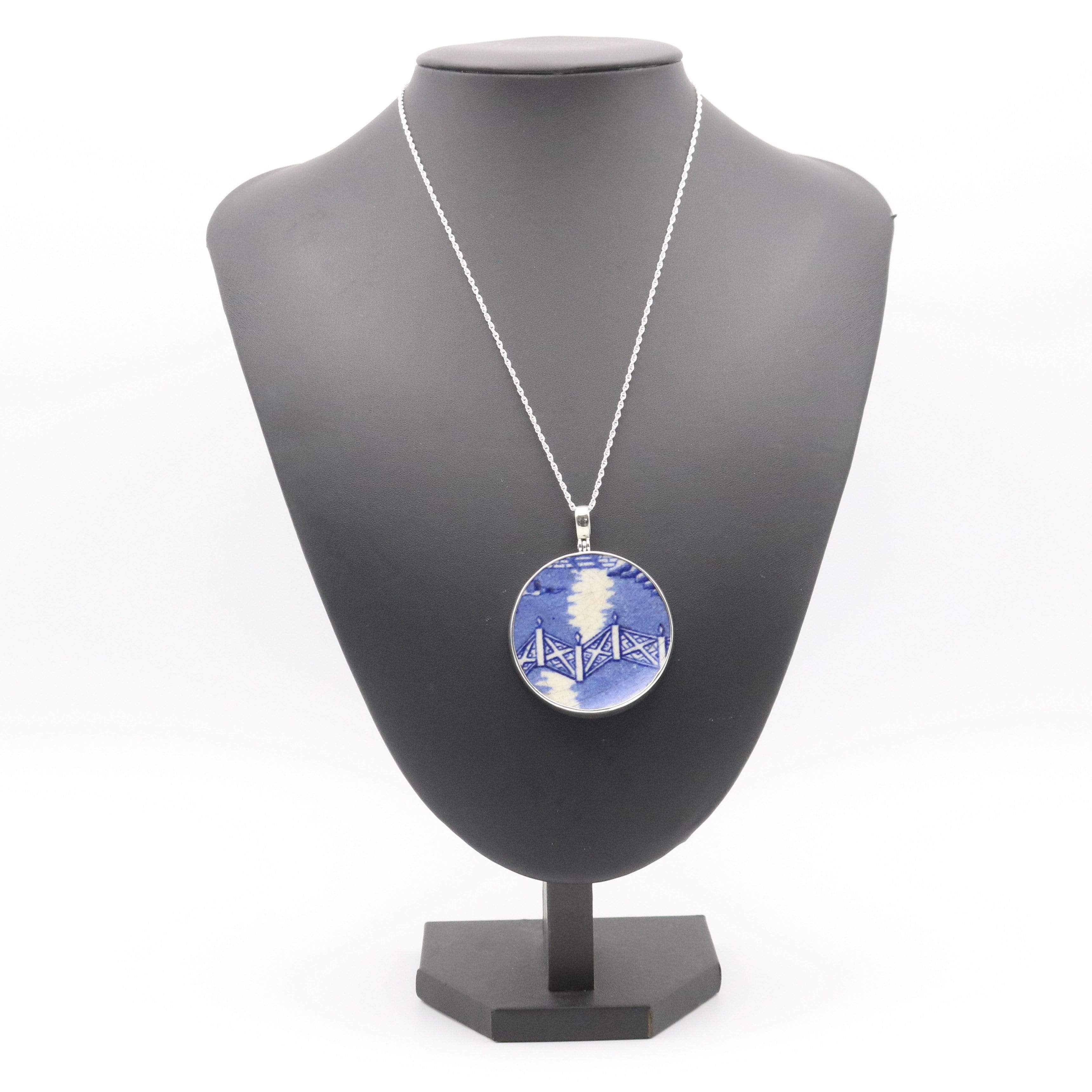 Hepburn and Hughes Minton Pottery Circular Pendant in Sterling Silver