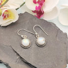 Hepburn and Hughes Moonstone Earrings | Ornate Circle | Sterling Silver