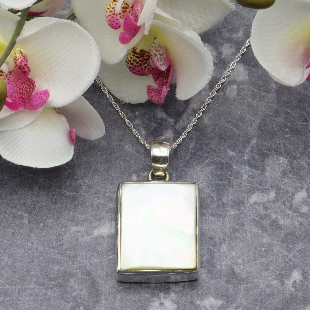 Hepburn and Hughes Mother of Pearl Pendant, Rectangle in Sterling Silver
