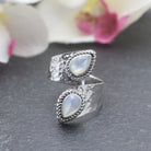 Hepburn and Hughes Mother of Pearl Ring | Adjustable band | Double teardrop | Sterling Silver
