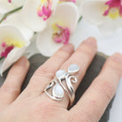 Hepburn and Hughes Mother of Pearl Ring | Adjustable band | Triple teardrop | Sterling Silver