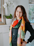 Hepburn & Hughes Powder Scarf | Crane Design Print | Yellow