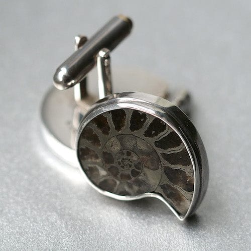 Hepburn & Hughes Pyrite ammonite cufflinks | French ammonites | sterling silver