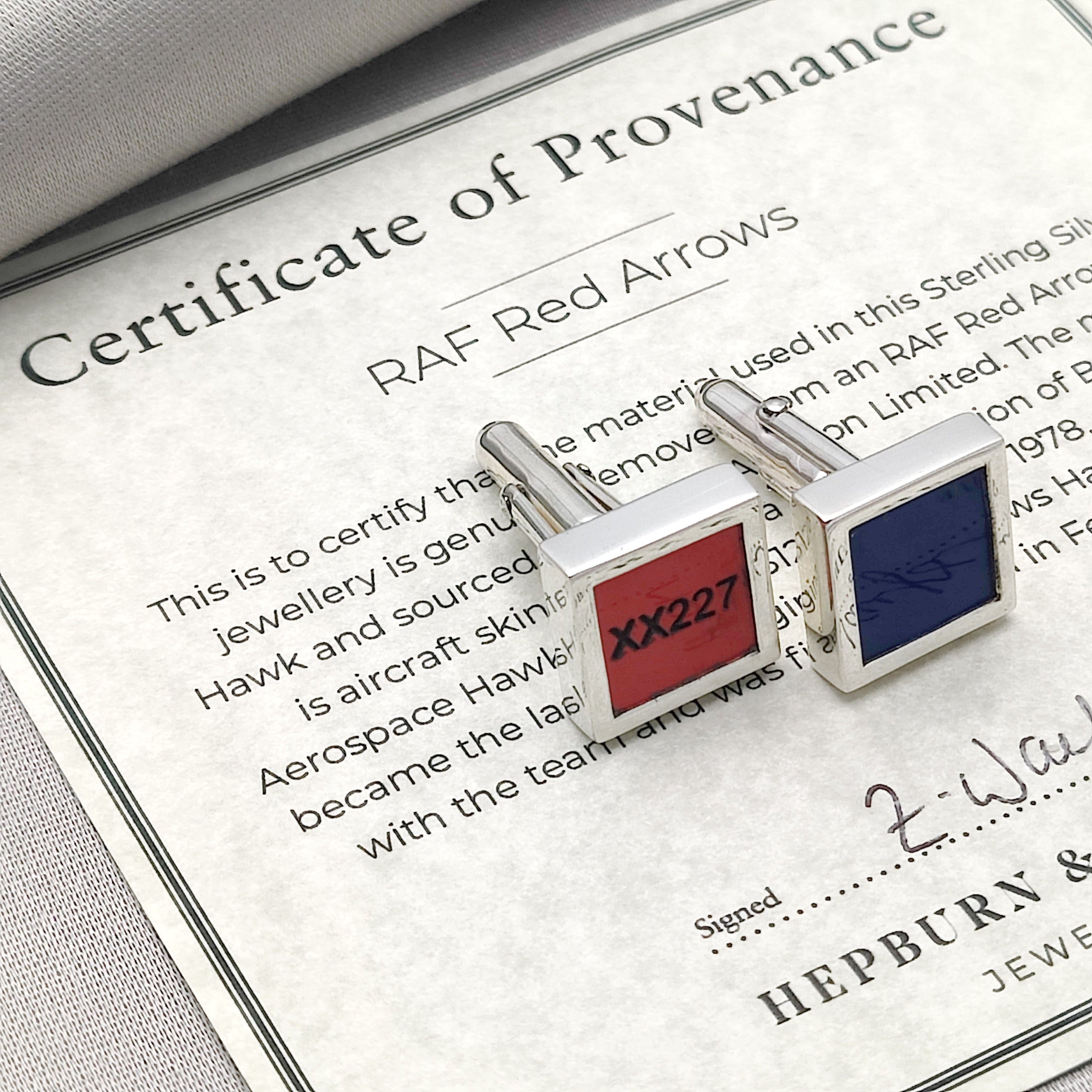 Hepburn and Hughes Red Arrows Cufflinks | Mixed Colours | Aviation Cuff Links Gift | Sterling Silver
