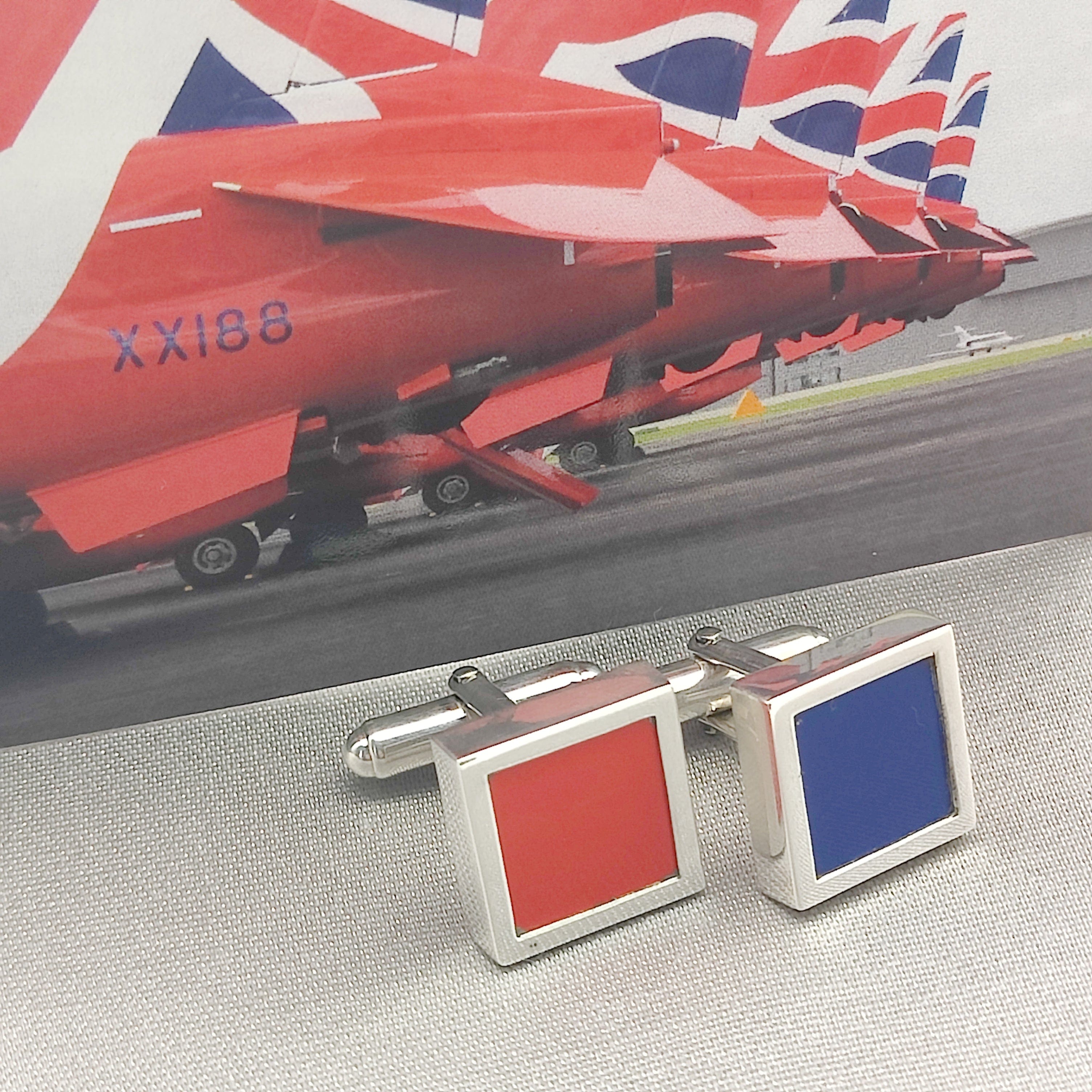Hepburn and Hughes Red Arrows Cufflinks | Mixed Colours | Aviation Cuff Links Gift | Sterling Silver