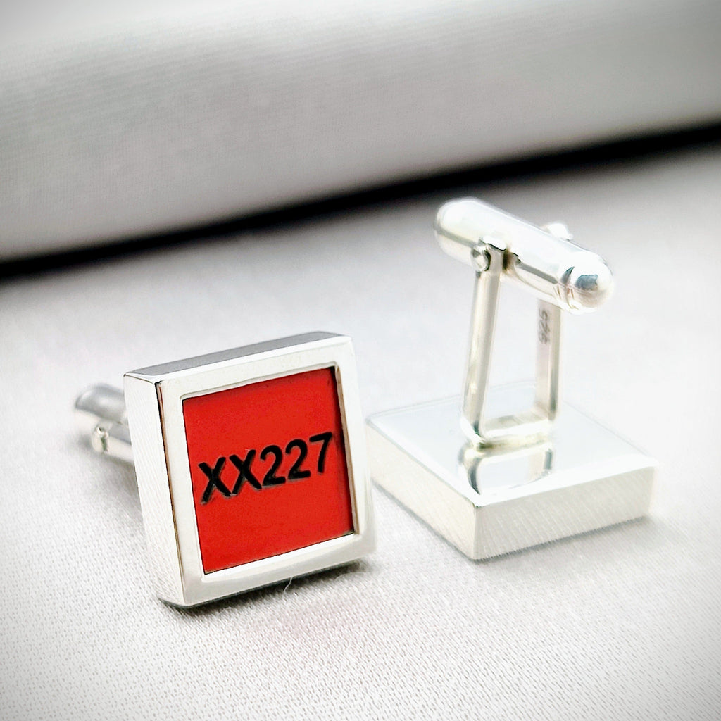 Hepburn and Hughes Red Arrows Cufflinks | Upcycled Rudder | Aviation Gift | Sterling Silver