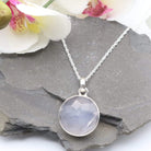 Hepburn and Hughes Rose Quartz Pendant | Circular Faceted Briolette | Sterling Silver