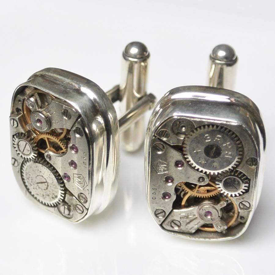 Hepburn and Hughes Russian Watch Movement Cufflinks in Sterling Silver