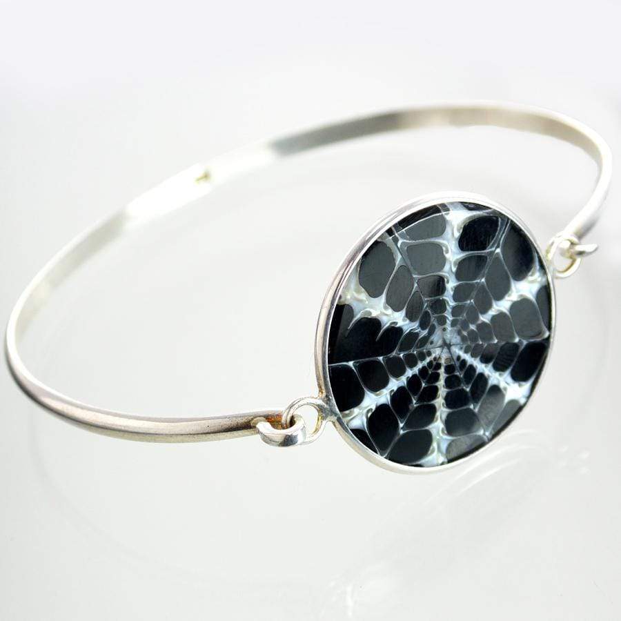 Hepburn and Hughes Seashell Bangle,  Circle Troca in Sterling Silver