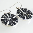 Hepburn and Hughes Seashell Earrings, Black Circle Troca in Sterling Silver