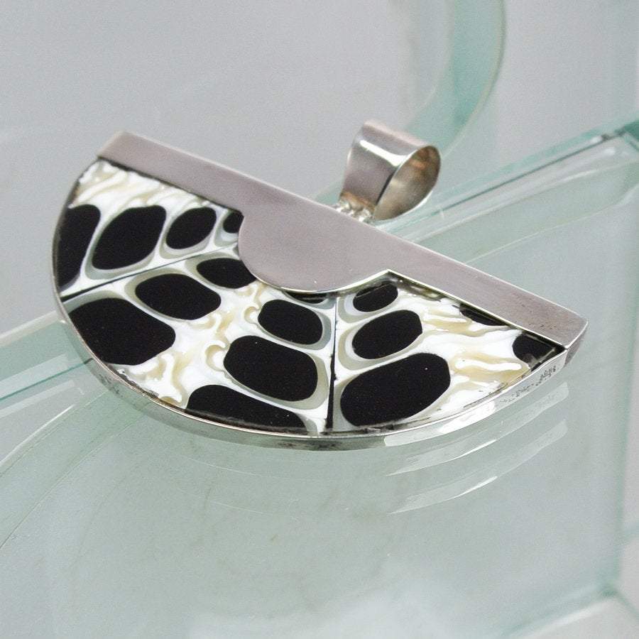 Hepburn and Hughes Seashell Pendant, large semi circular Troca in Sterling Silver