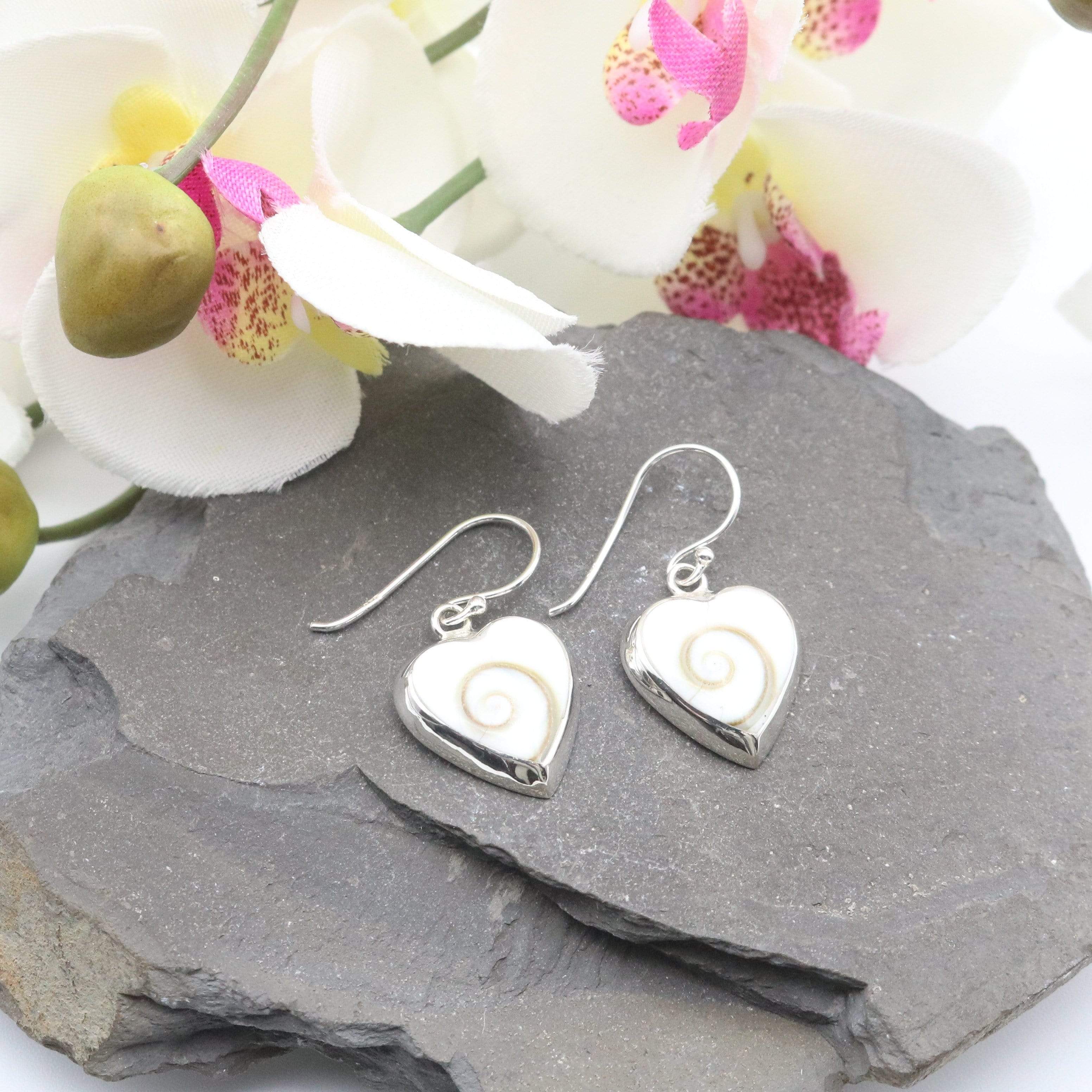 Hepburn and Hughes Shiva Eye Earrings | Heart Shaped | Sterling Silver