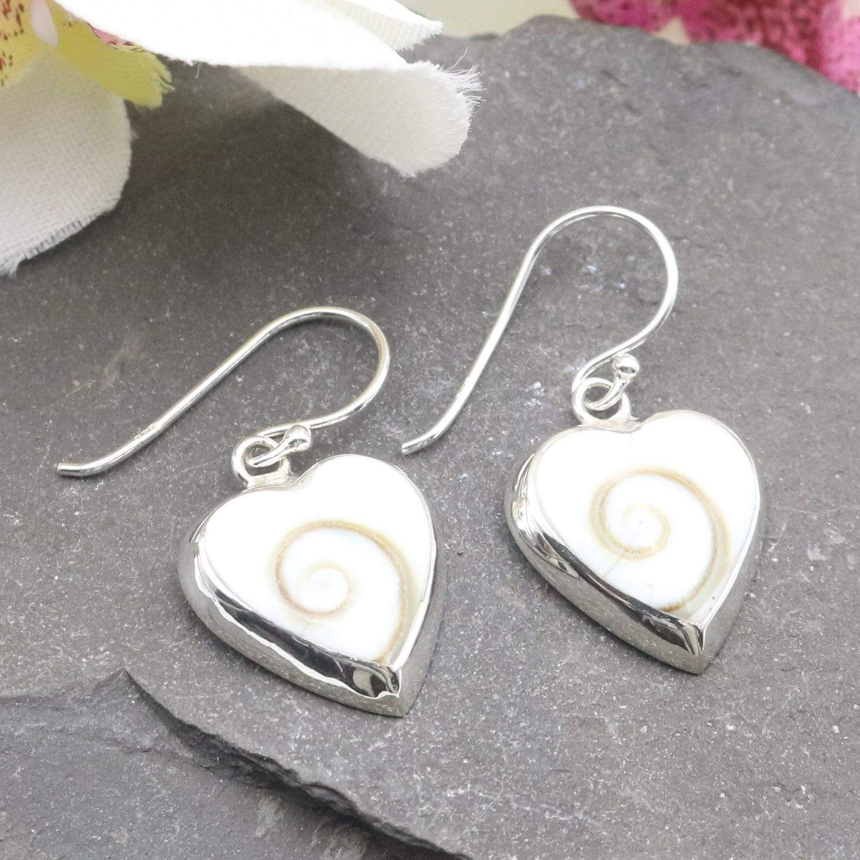 Hepburn and Hughes Shiva Eye Earrings | Heart Shaped | Sterling Silver